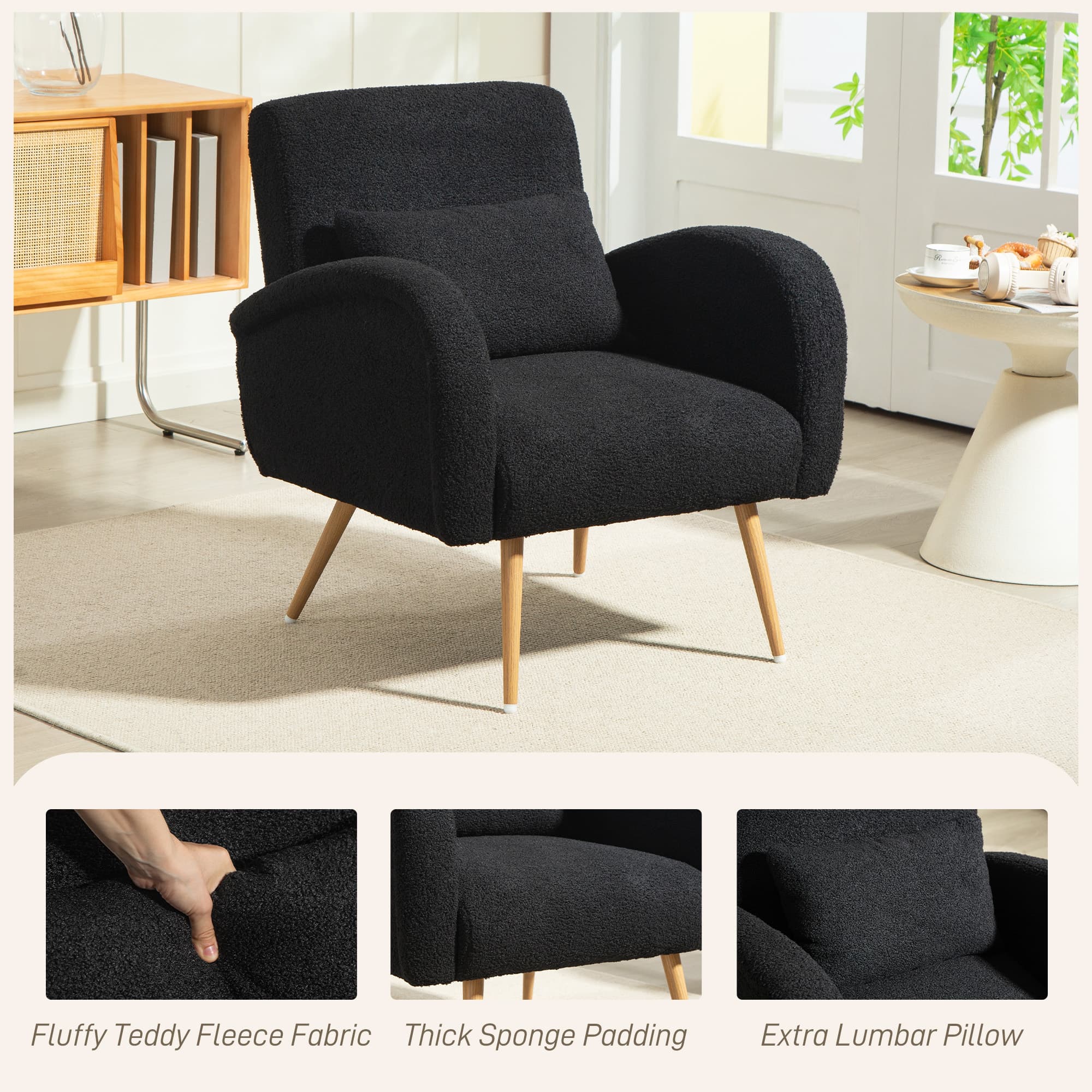 Sink Into Comfort with this Black Teddy Fleece Accent Chair - image 2