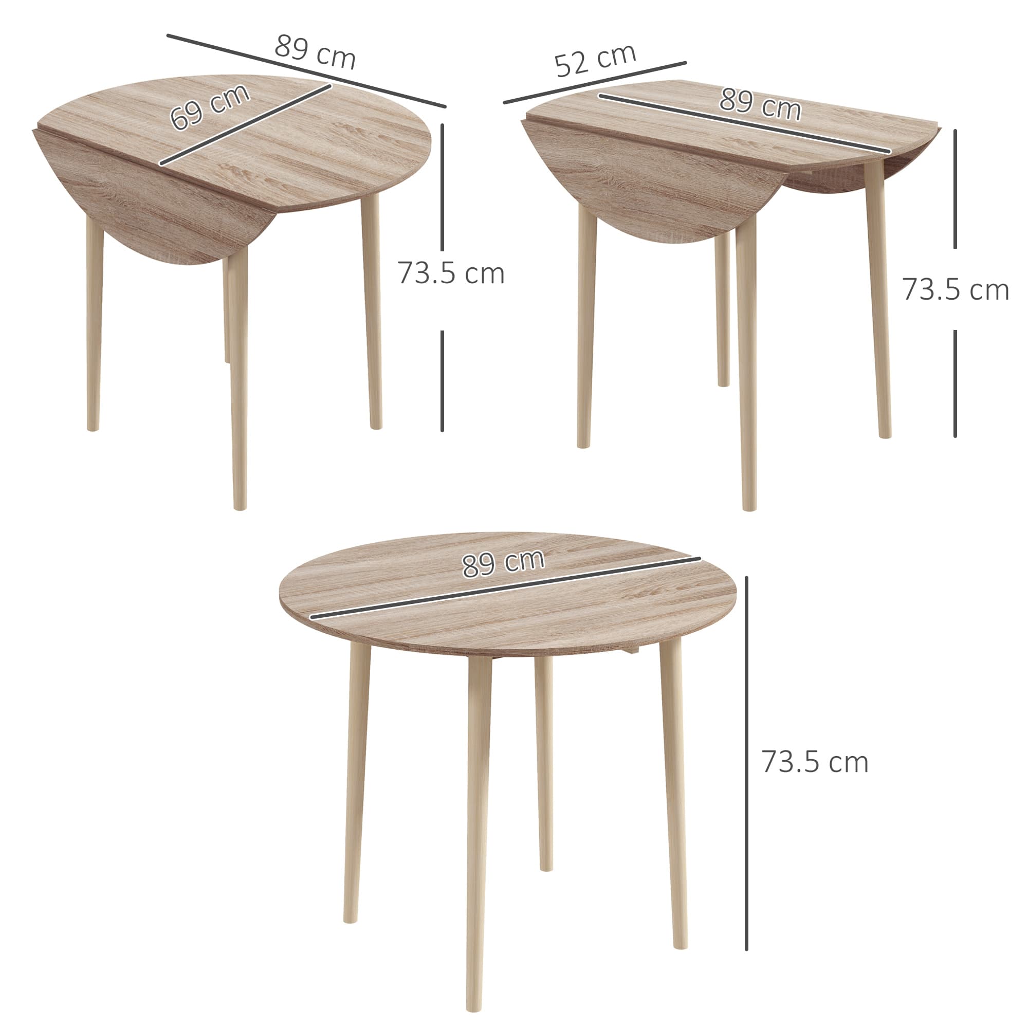 Round Drop Leaf Dining Table for 4, Natural Finish - image 5