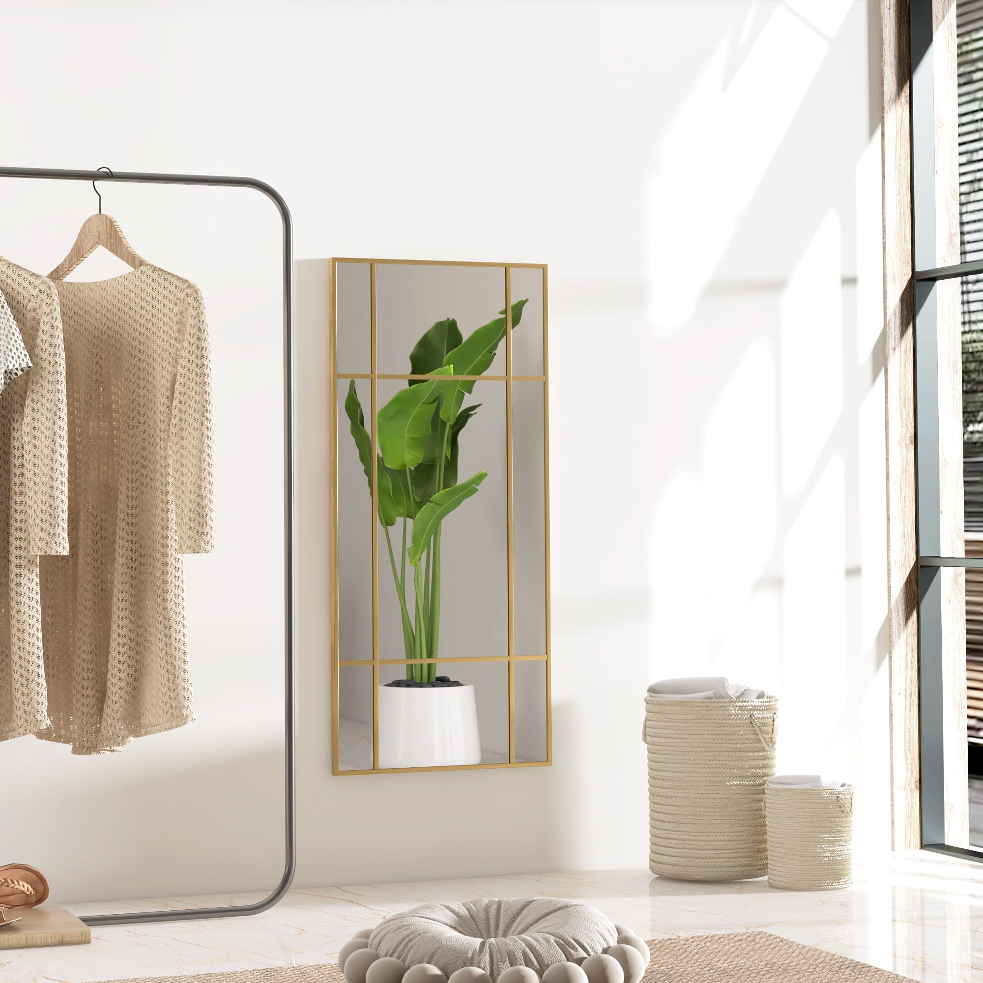 Transform Your Space with this Gold Window Pane Mirror - image 1