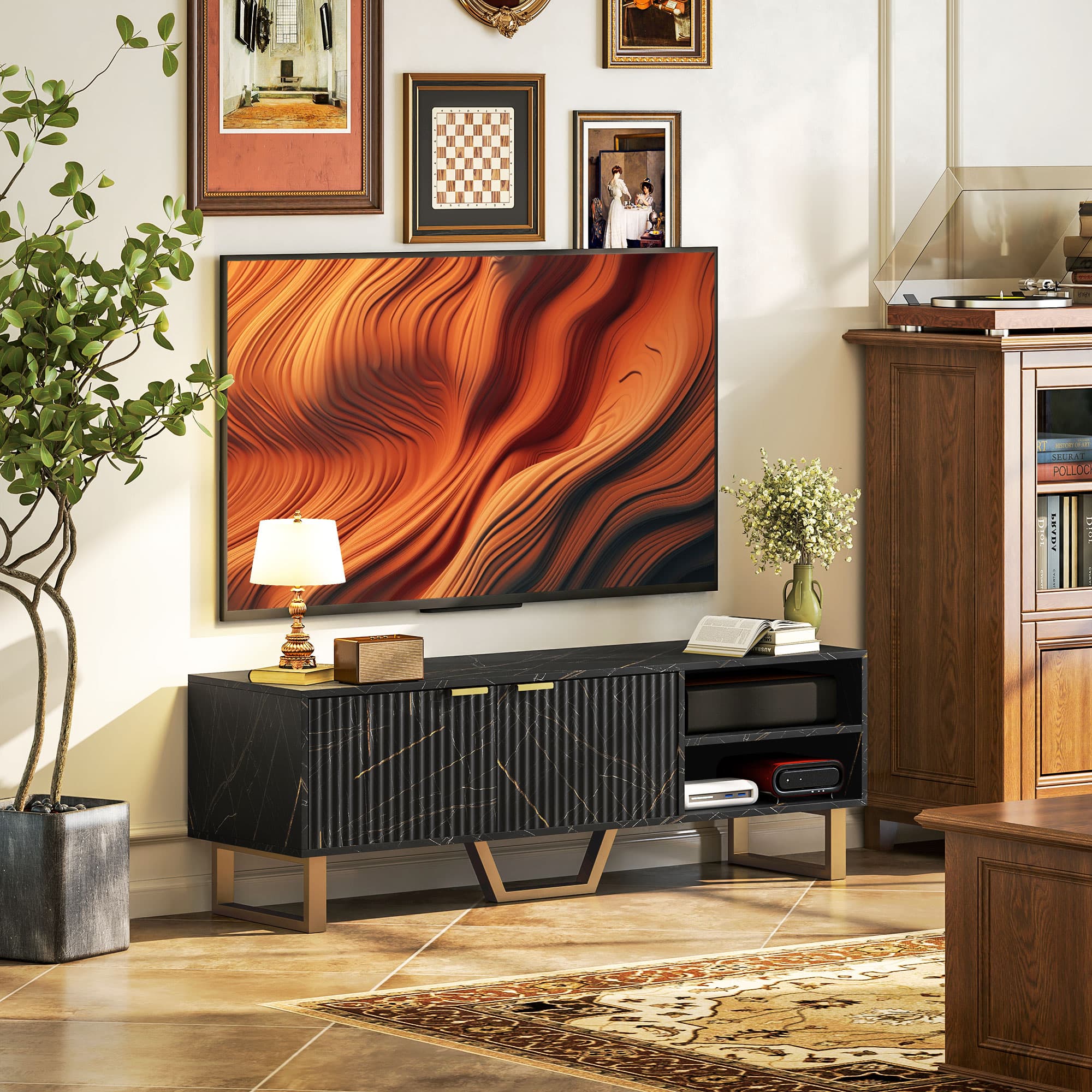 Transform Your Space with this Black Marble Effect TV Unit - image 4