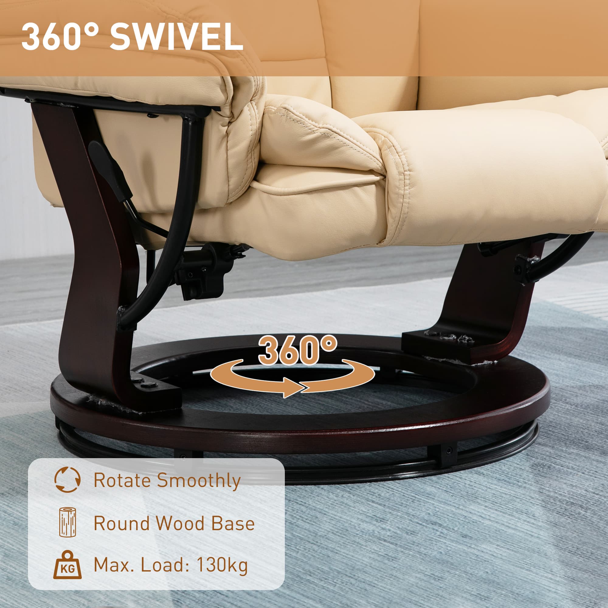 Effortless Relaxation: Beige Reclining Chair & Footstool - image 2