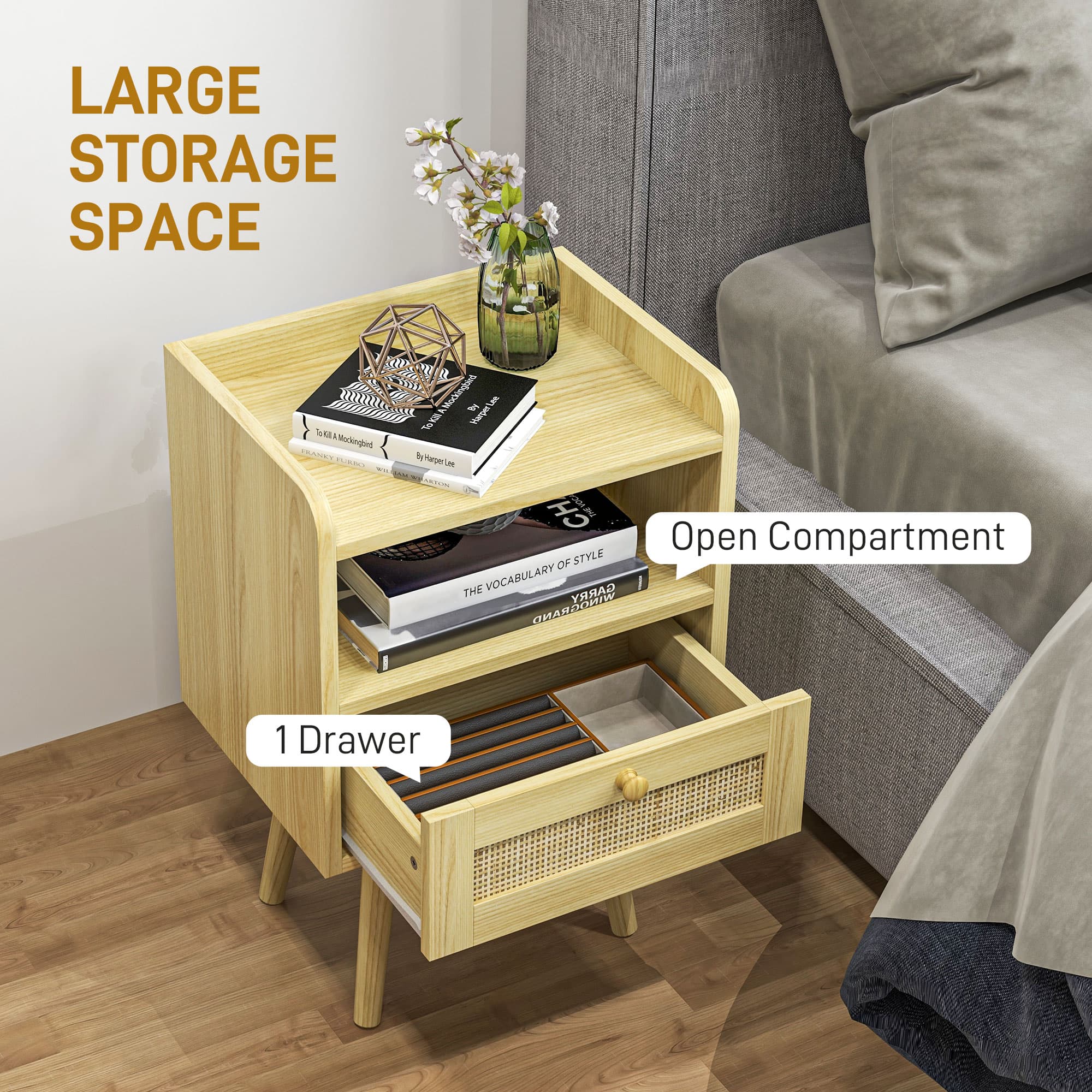 Discover Natural Elegance: Set of 2 Rattan Bedside Tables - image 1