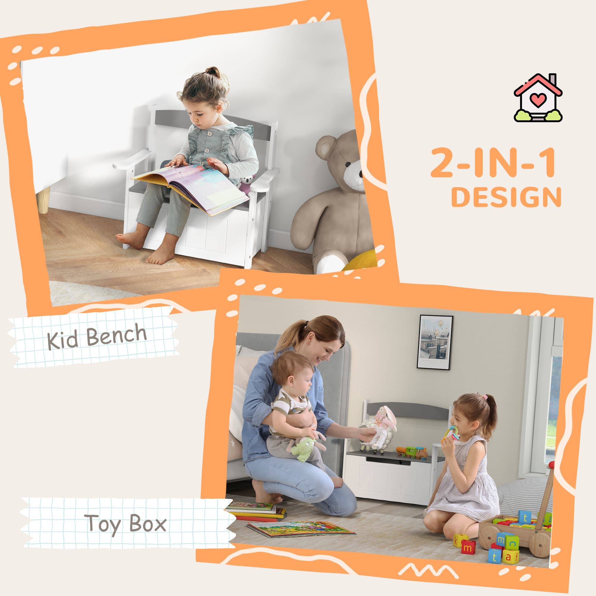 Kids Toy Storage Bench for Bedrooms and Playrooms - image 8