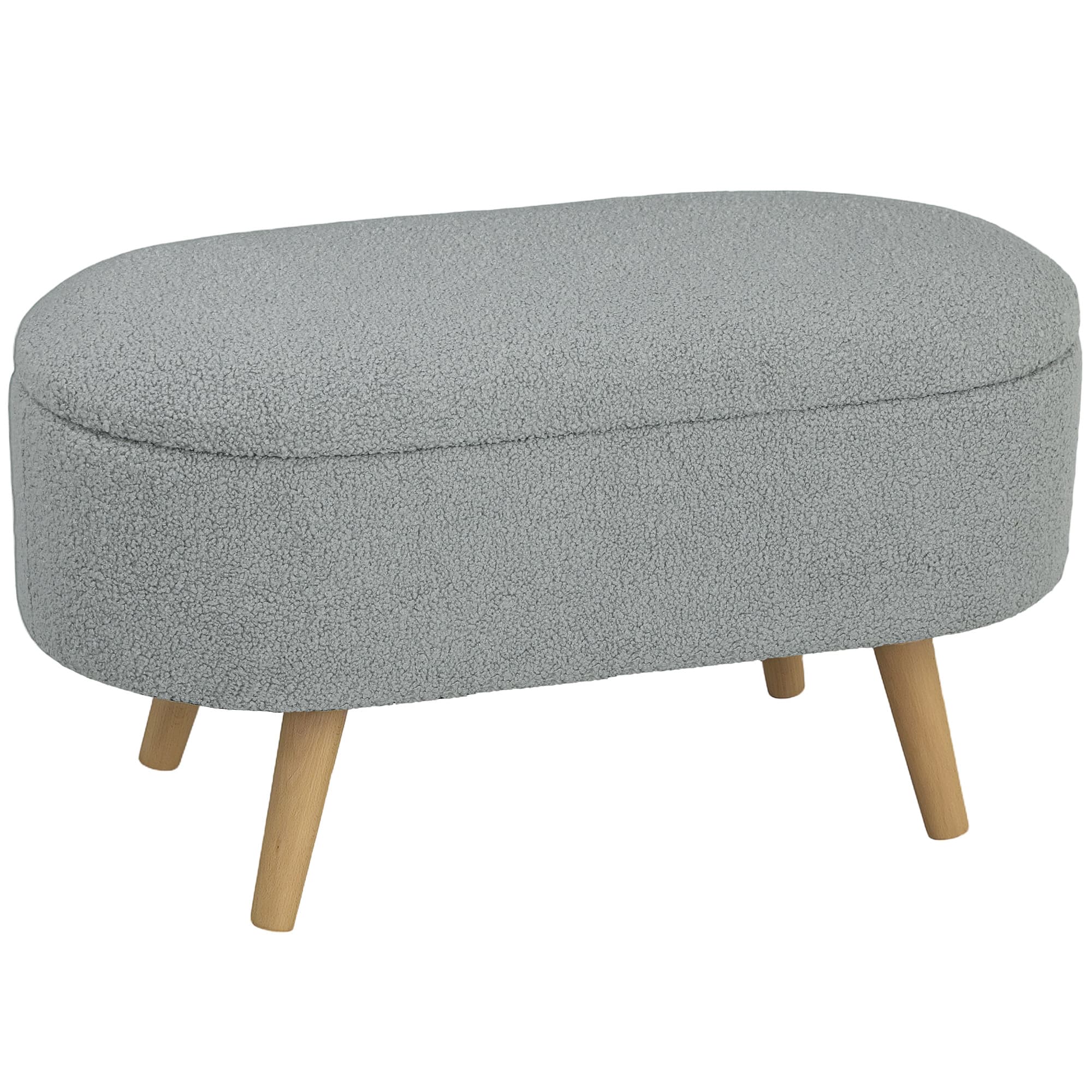 Transform Your Space with this Grey Teddy Fleece Storage Ottoman - Charcoal grey