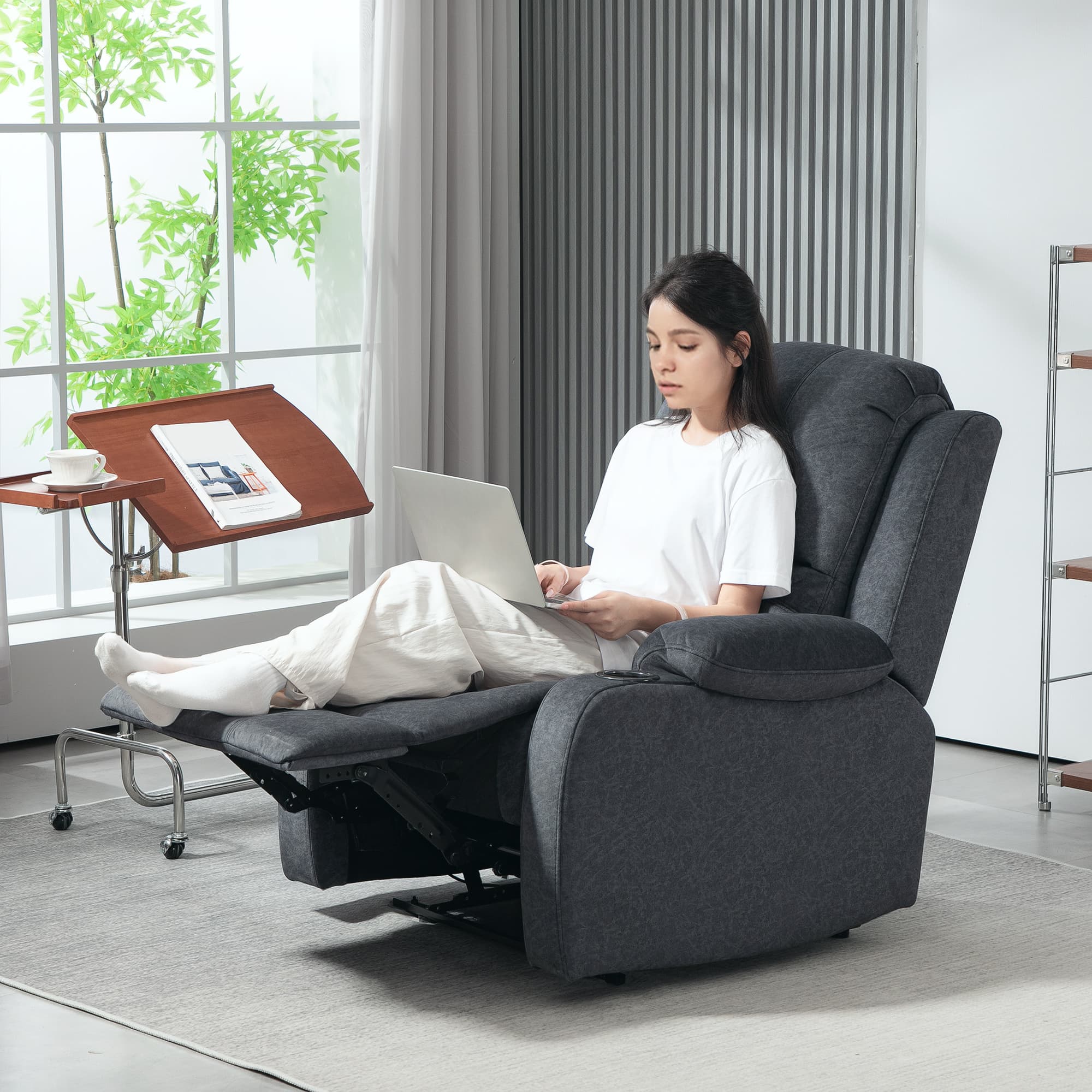 Effortless Comfort: Black Microfibre Manual Recliner Chair - image 1