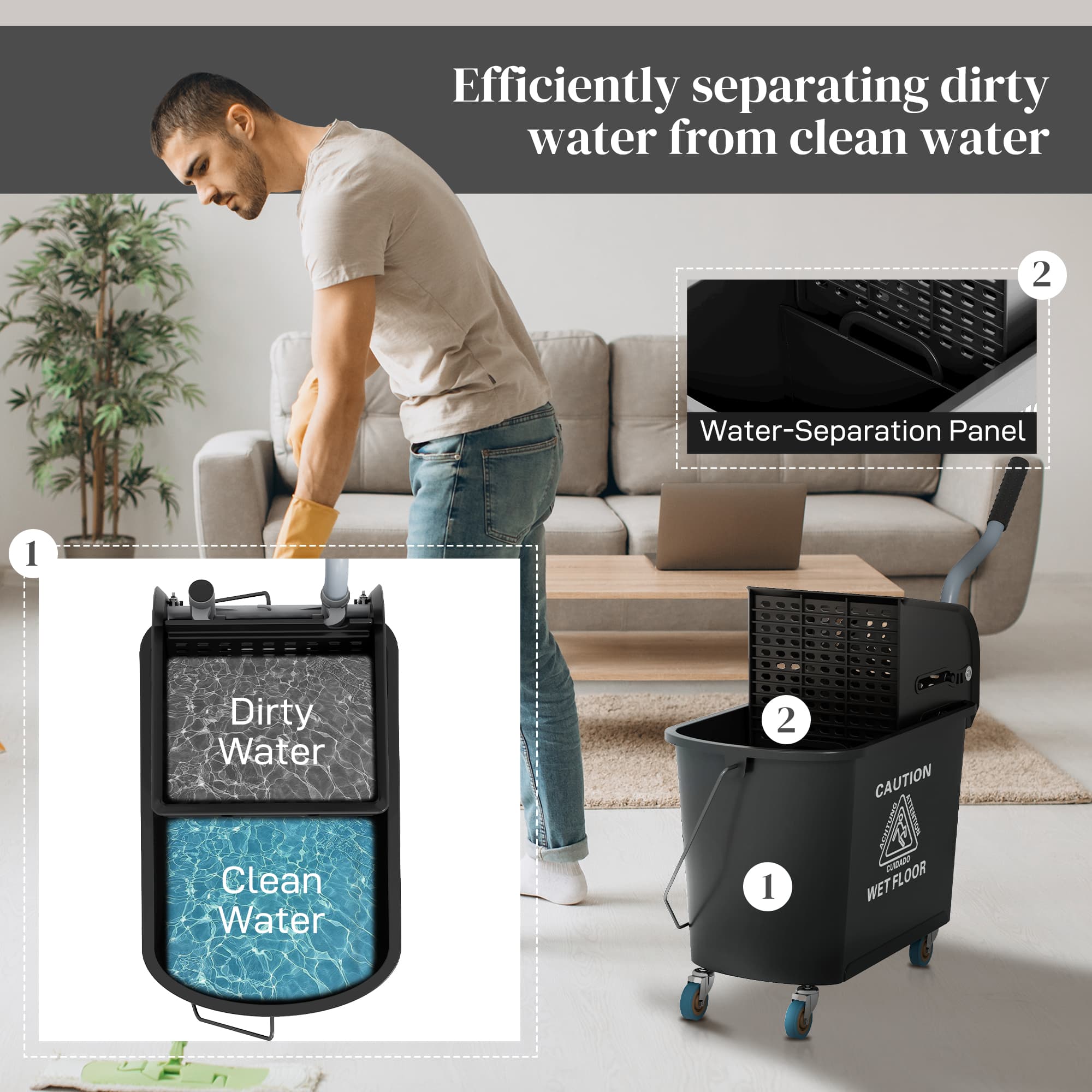 Effortless Floor Cleaning with the 20L Wheeled Mop Bucket - image 5