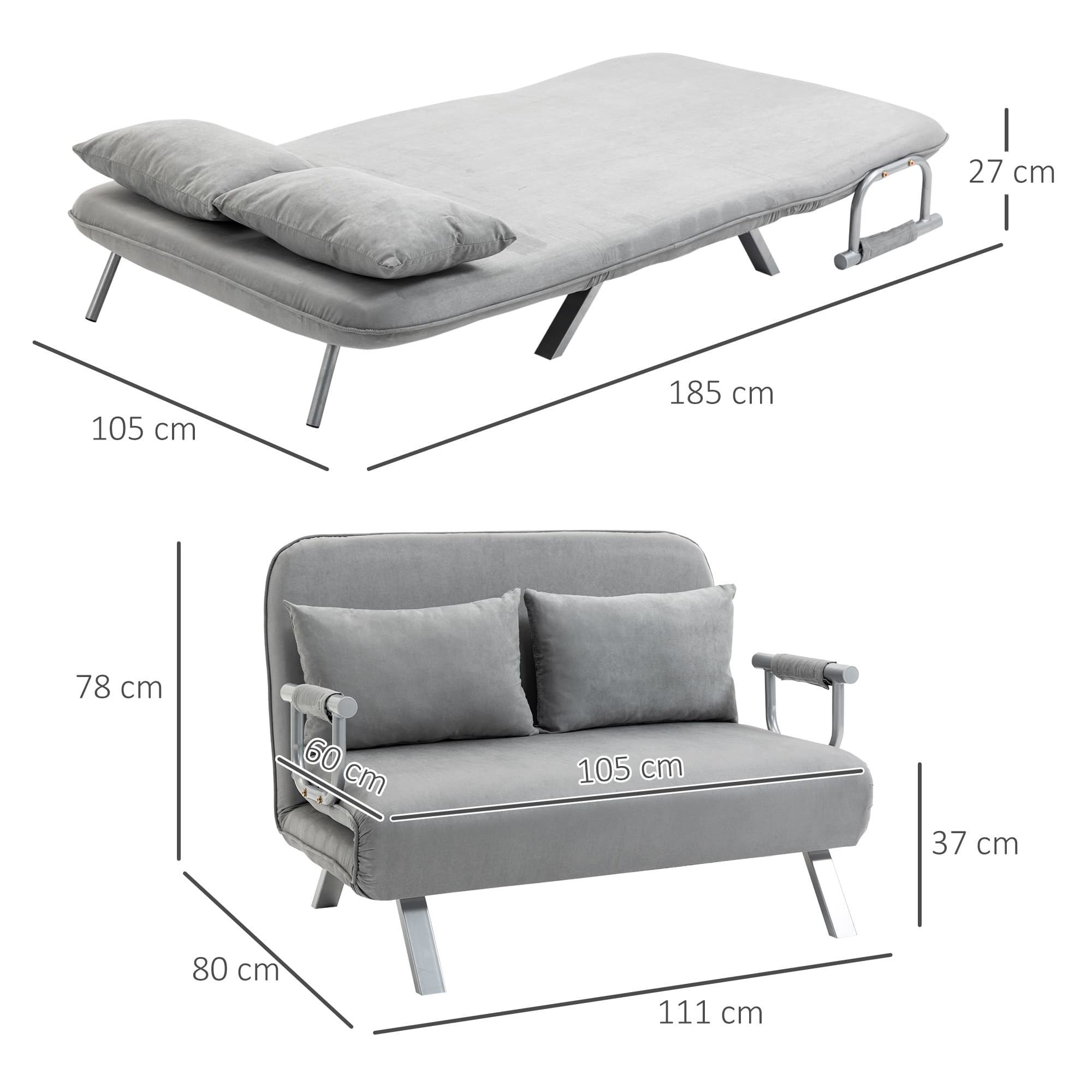 Transform Your Space with this Light Grey Click-Clack Sofa Bed - image 1
