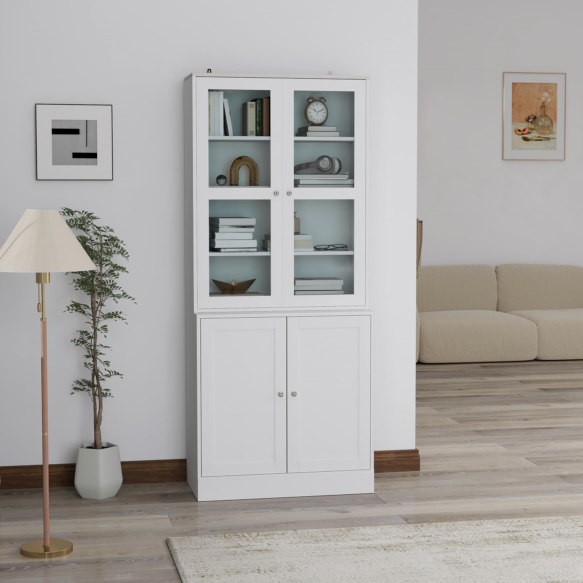Effortless Elegance: White Double Storage Display Cabinet - image 5