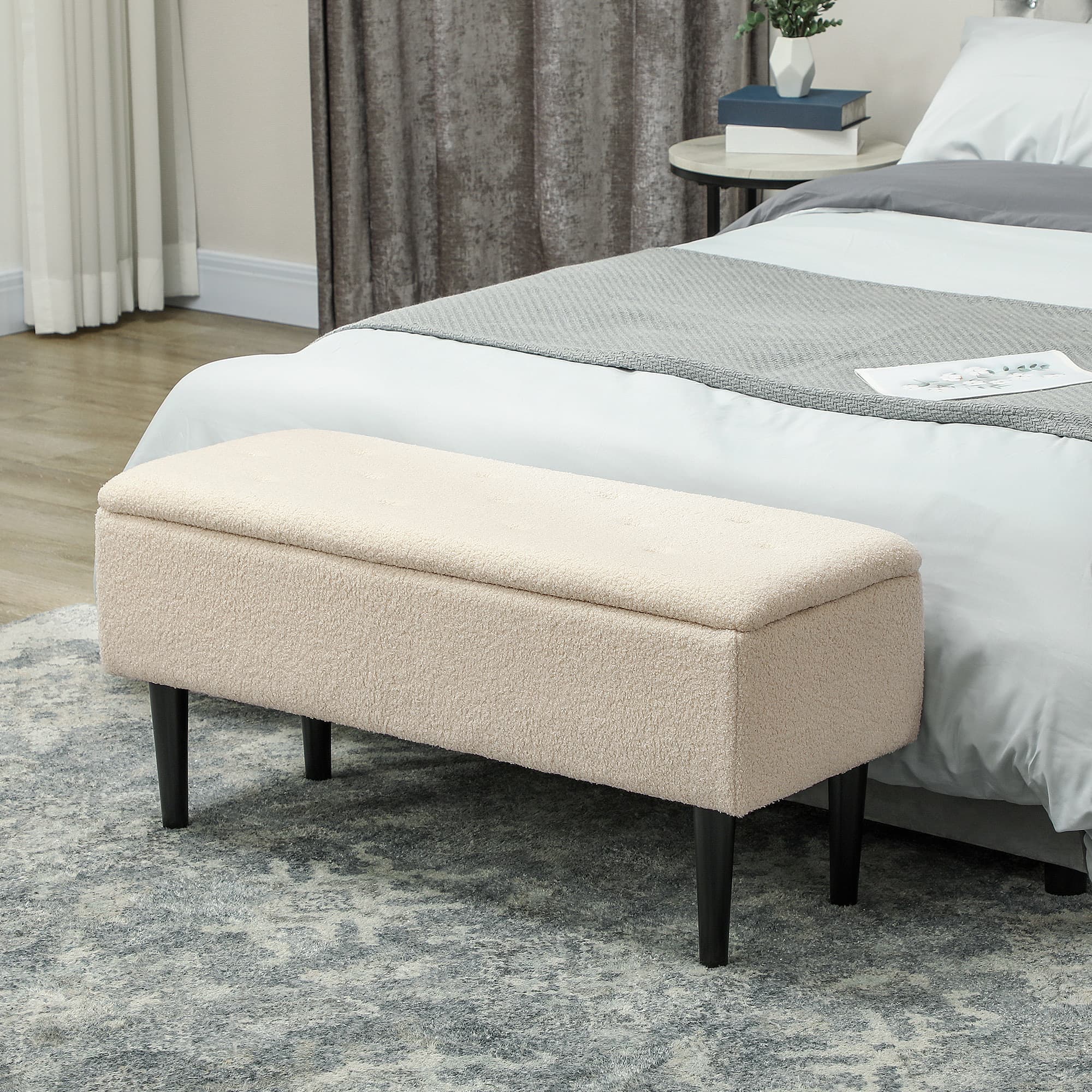 Transform Your Space with this Cream Teddy Fleece Storage Ottoman - image 3