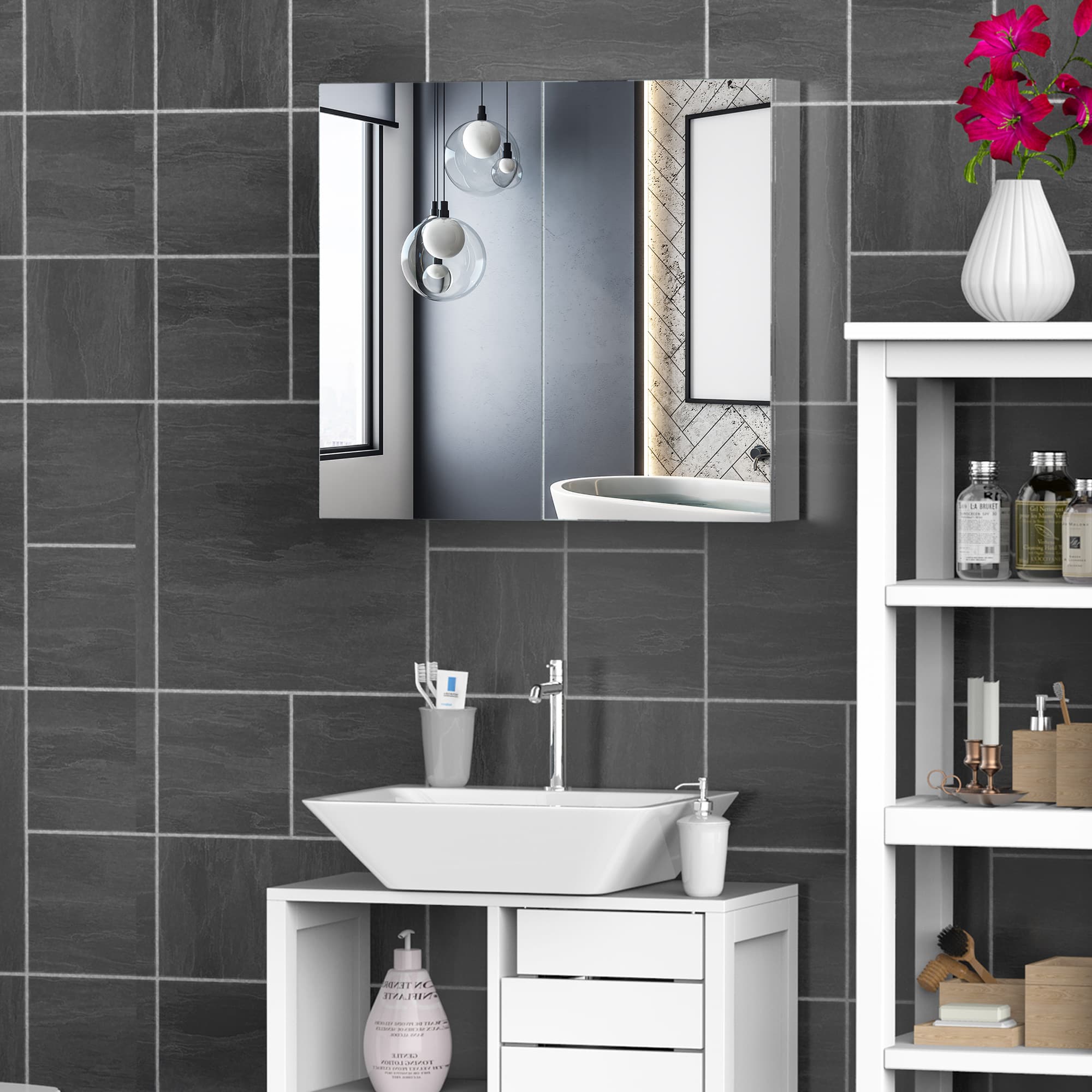 Wall-Mounted Mirror Cabinet for Bathroom Storage - image 3