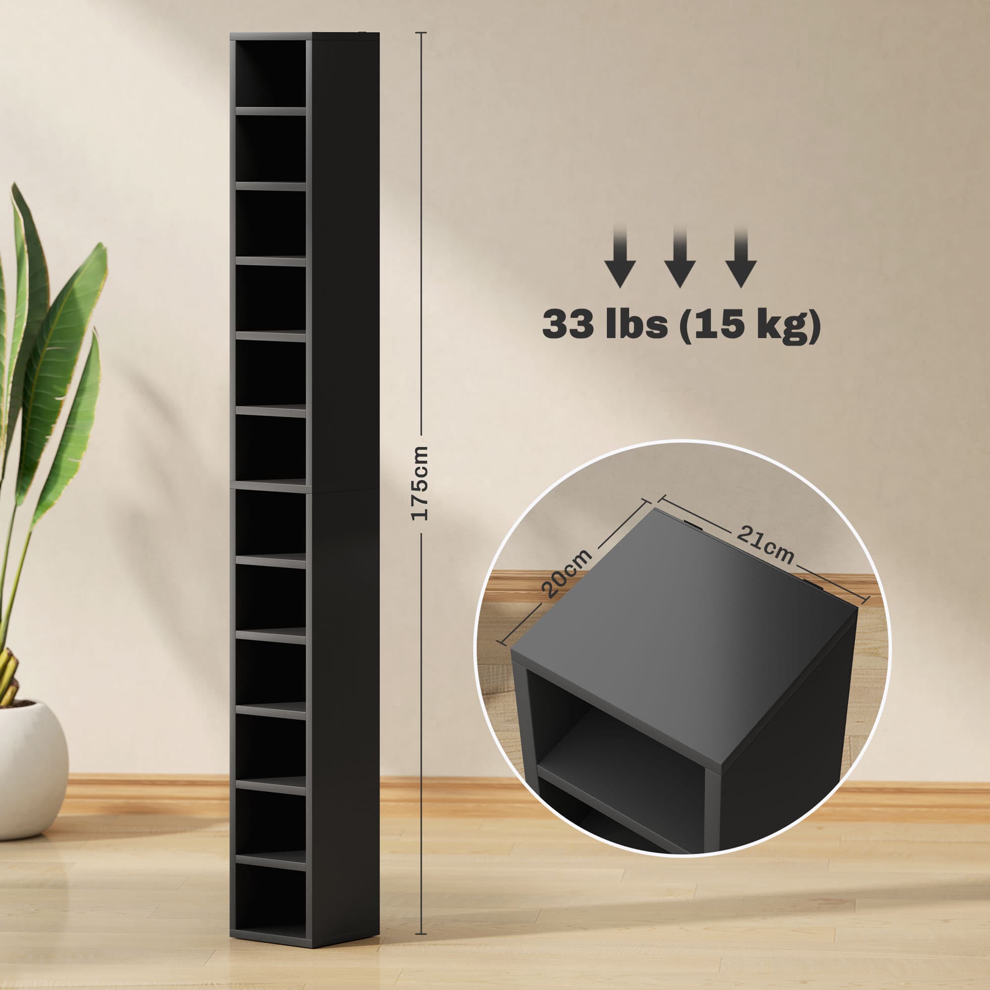 204 CD Tall Narrow Storage Tower in Black - image 2