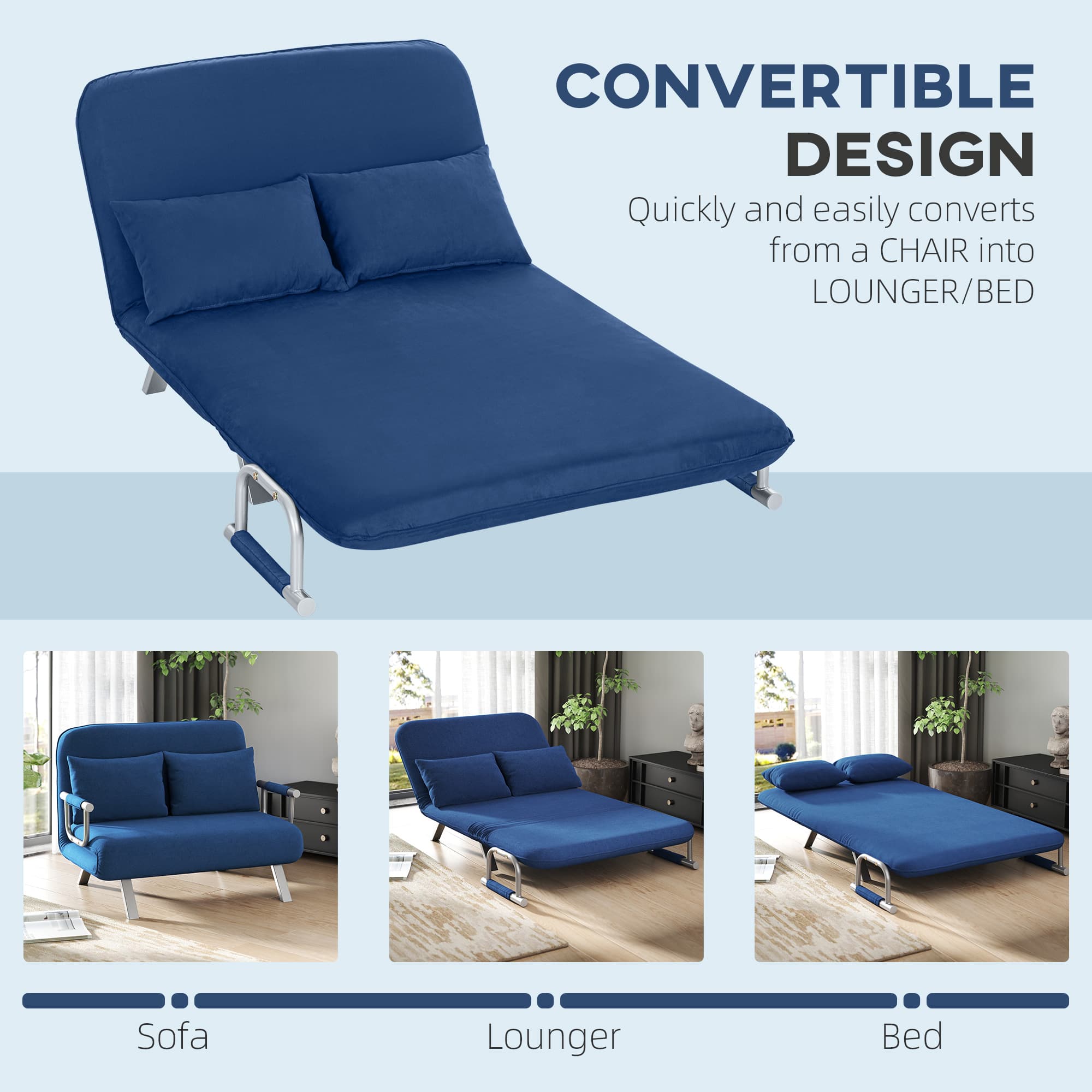 Transform Your Space with this Dark Blue Click-Clack Sofa Bed - image 2