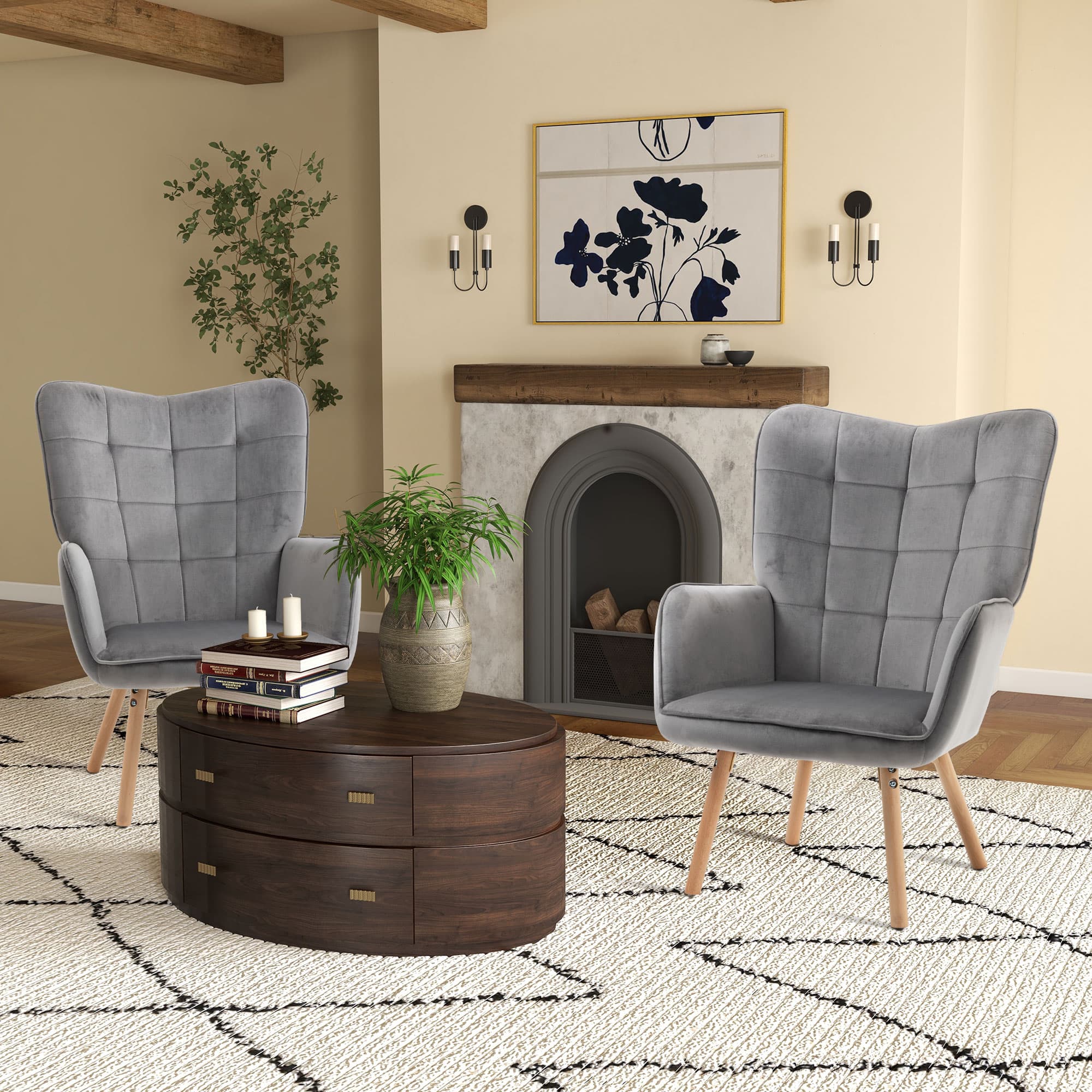 Transform Your Space with Grey Velvet Wingback Armchairs - image 4