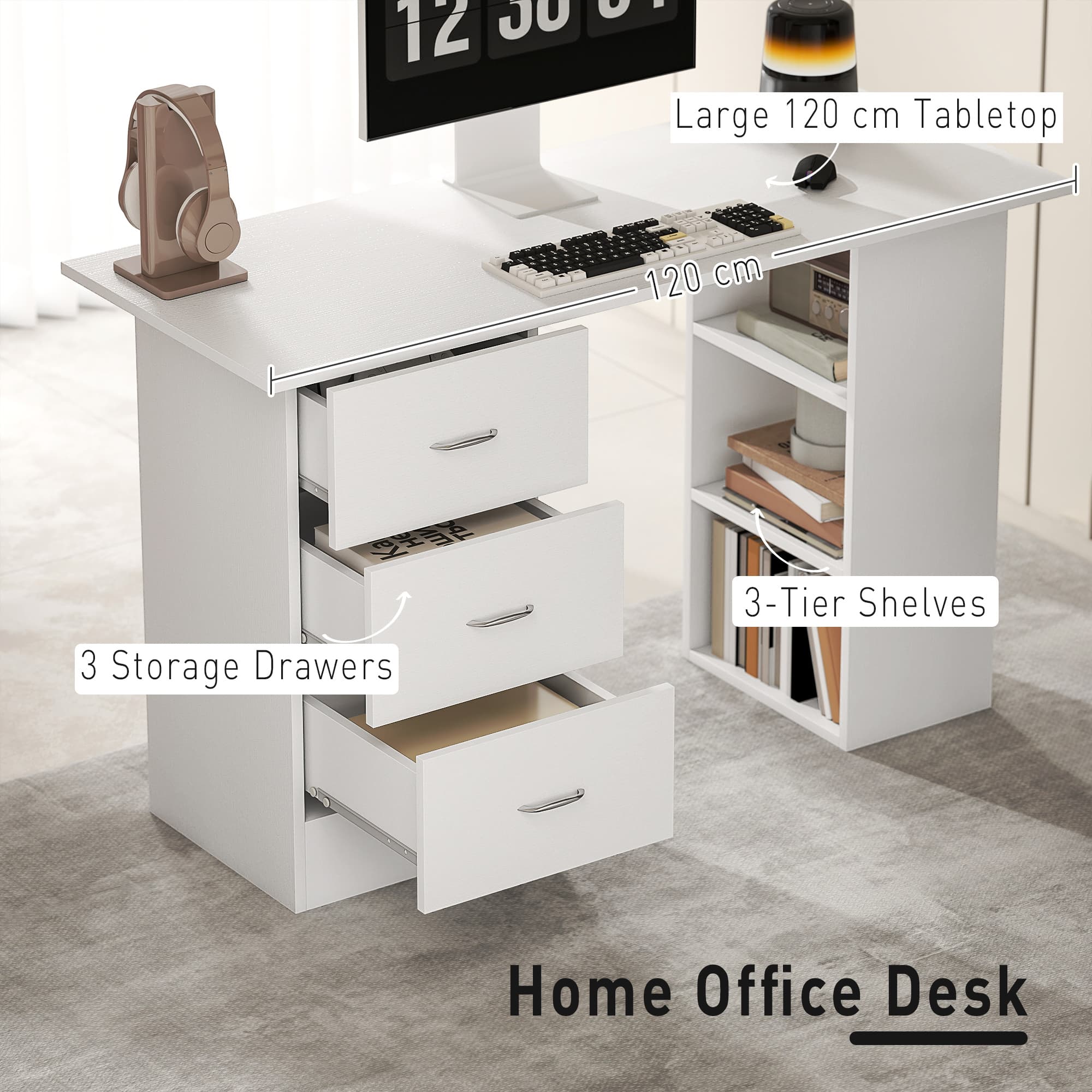 Transform Your Workspace with this Modern White Desk - image 2