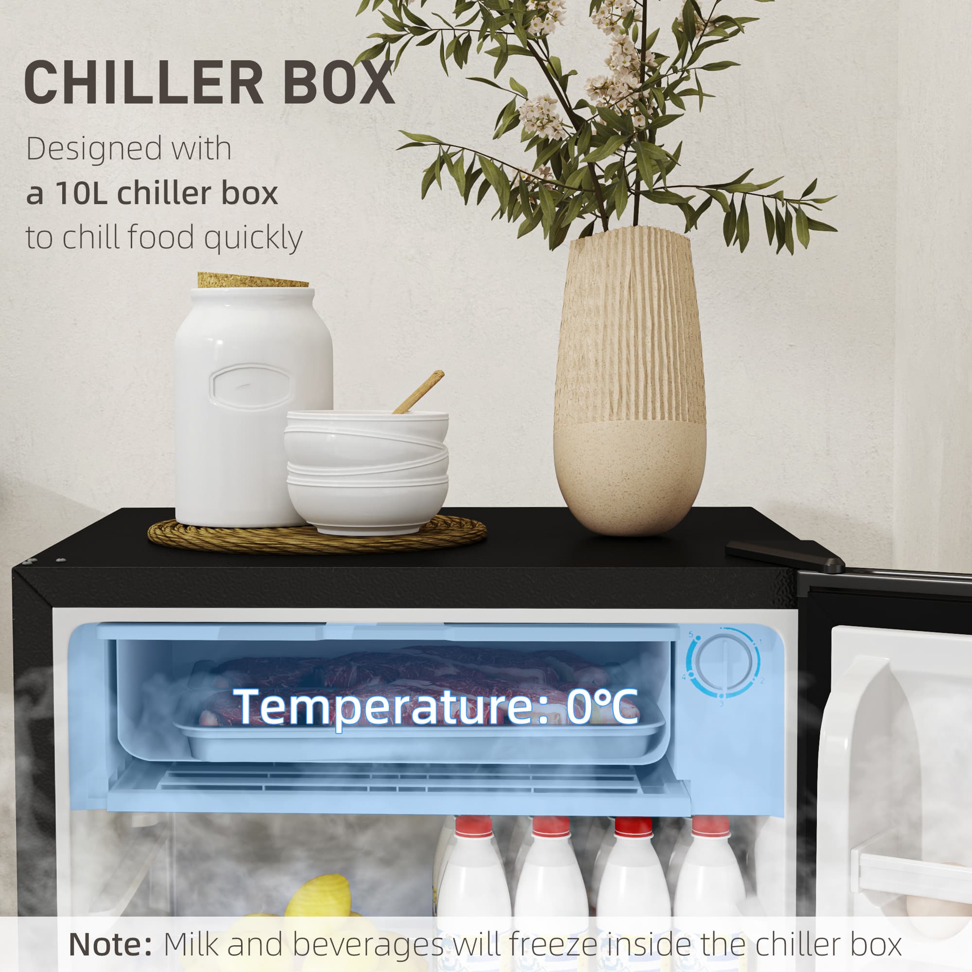 91-Litre Lockable Under-Counter Fridge in Black - image 9