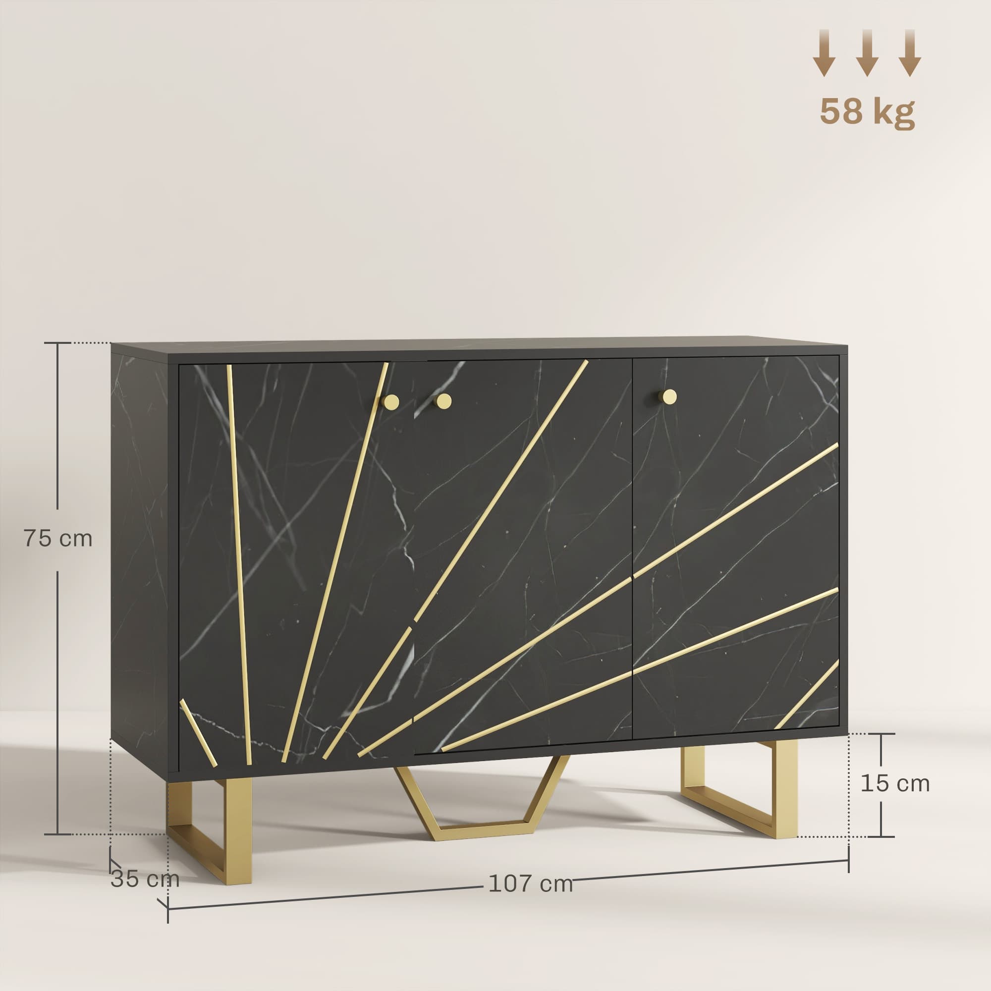 Transform Your Space with this Black Marble Tone Sideboard - image 4