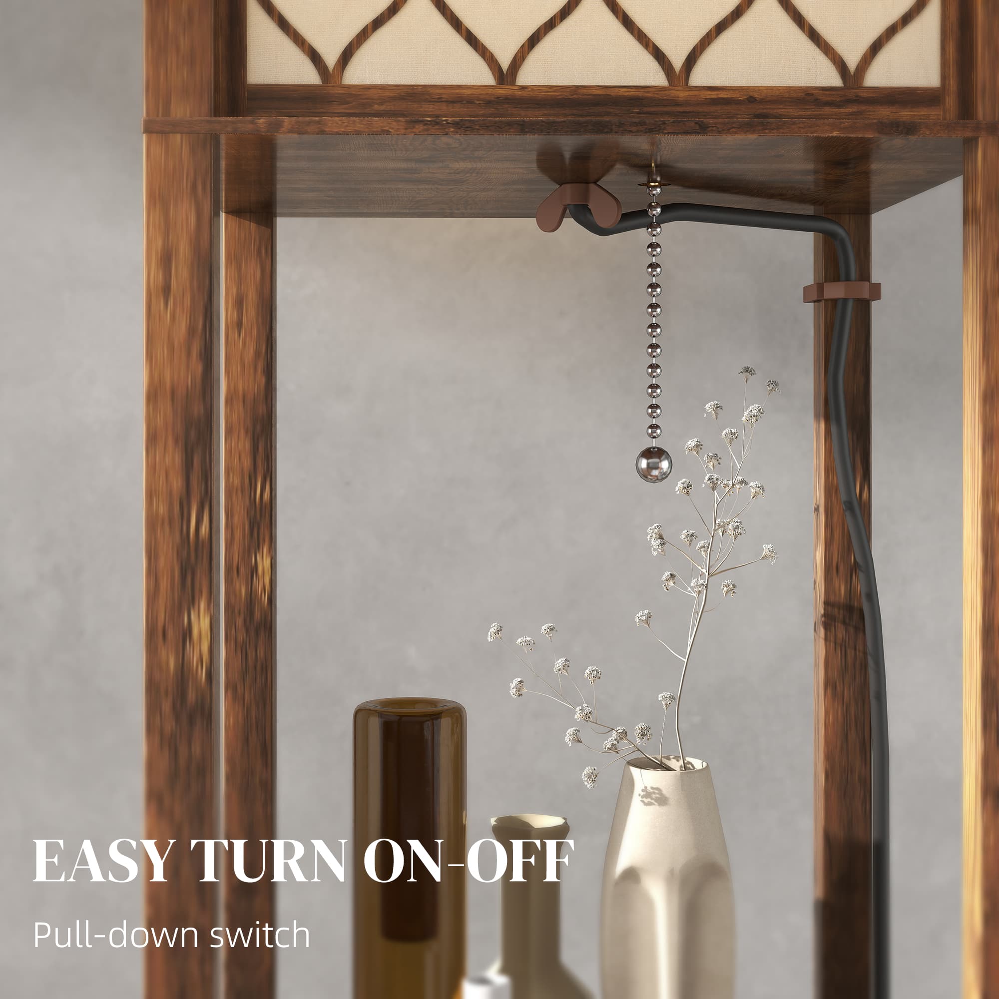 A Floor Lamp with Shelves — Rustic Brown Wood Frame - image 10