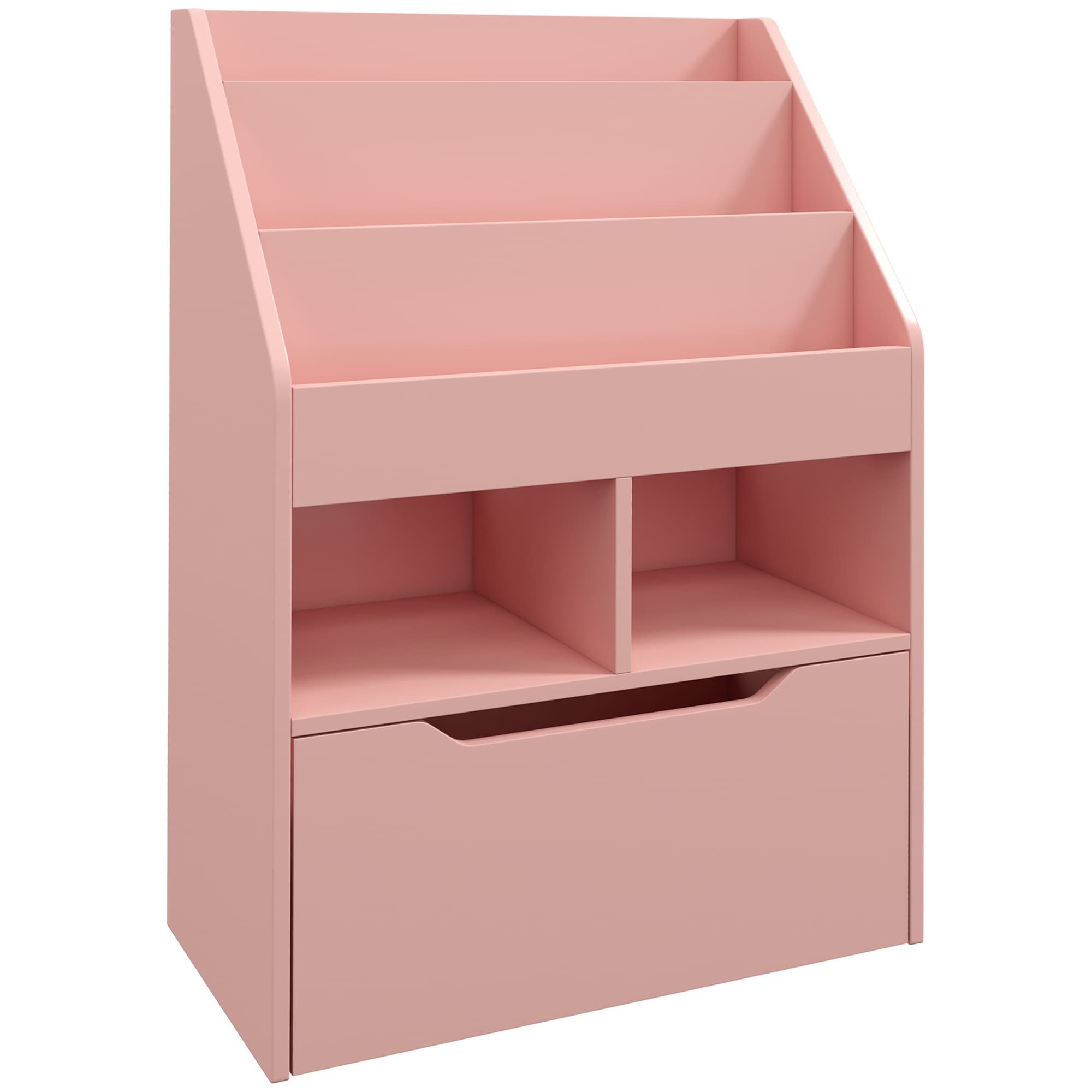 Pink Kids Bookshelf with Toy Organiser and Storage Drawer