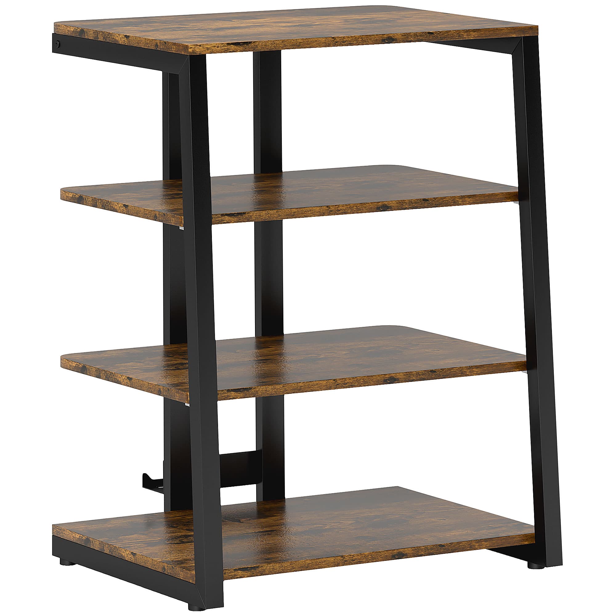 Effortless Media Organisation with this 4-Tier HiFi Stand - Rustic Brown
