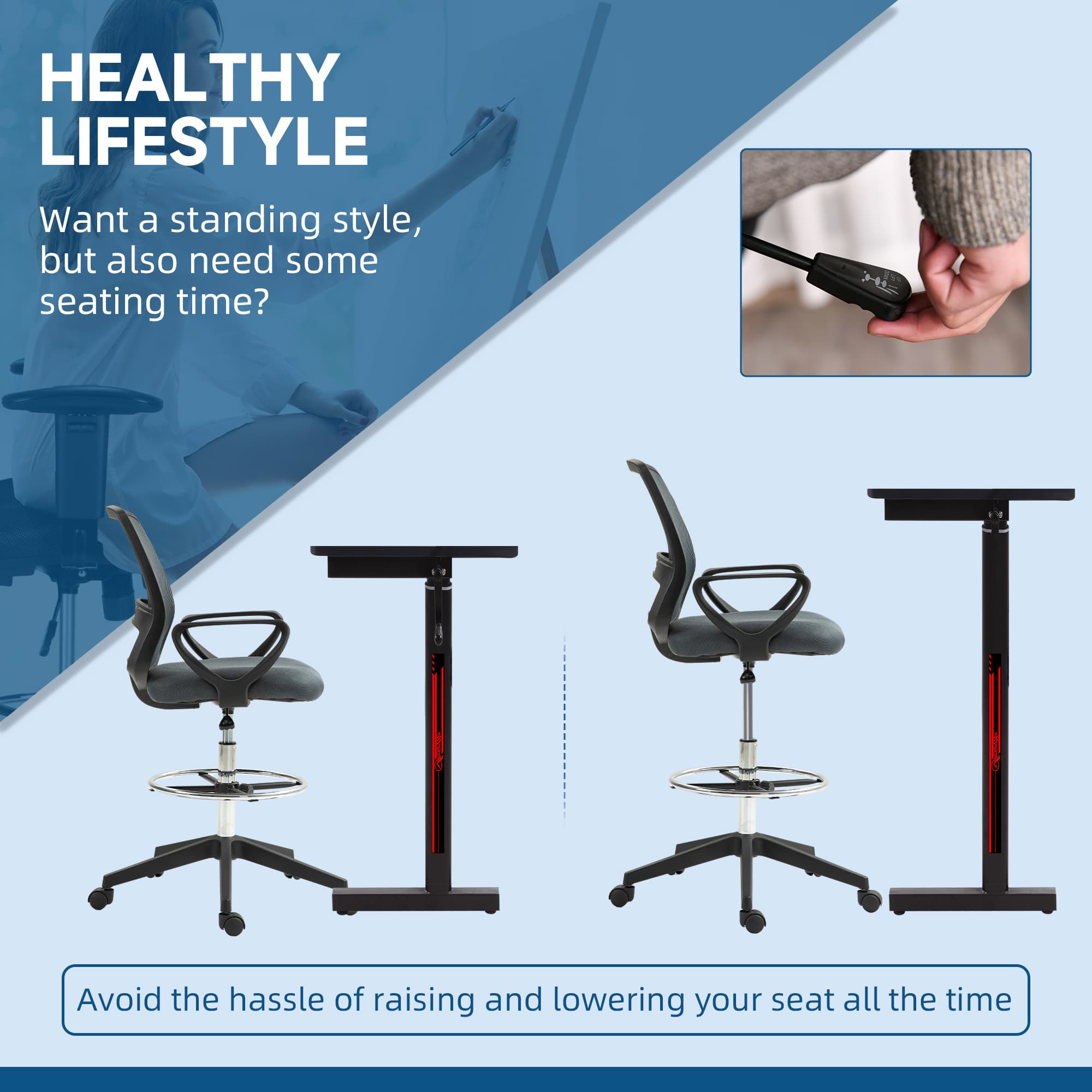 Elevate Your Workspace with the Vinsetto Draughtsman Chair - image 1
