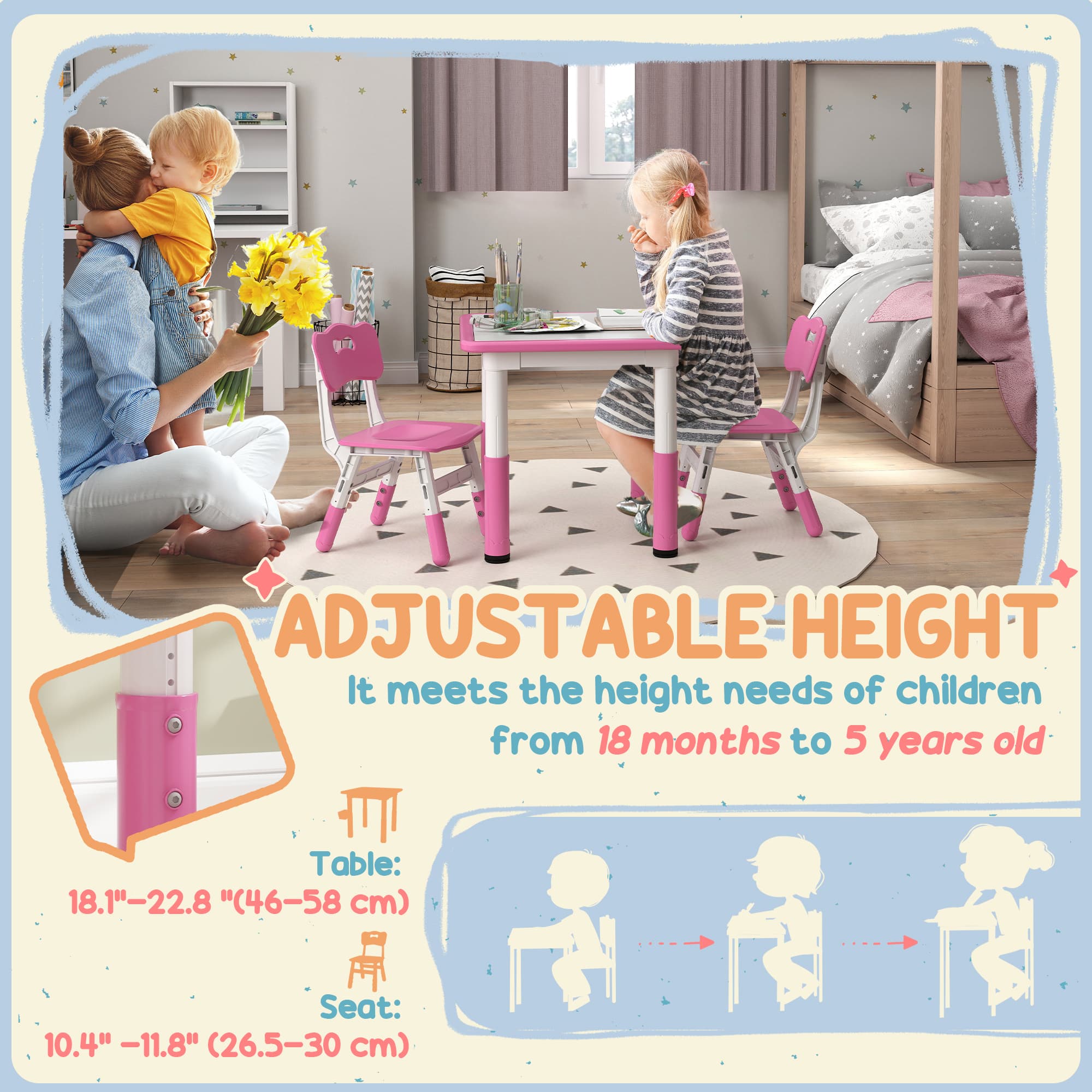 Transform Playtime With This Adjustable Pink Toddler Table Set - image 4