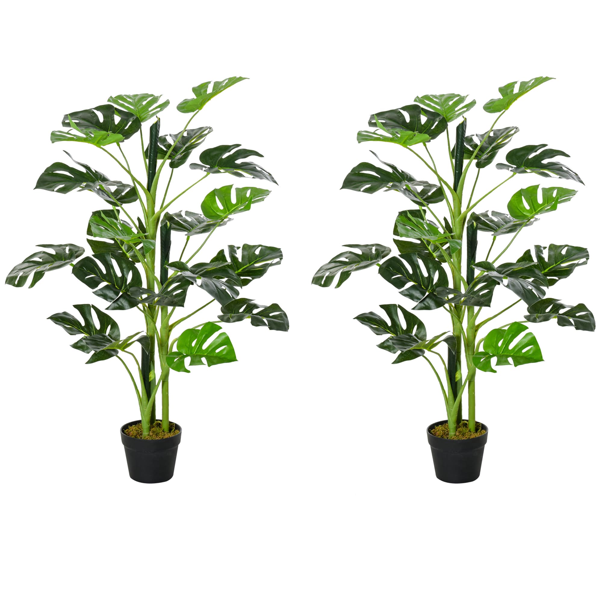 Two Artificial Monstera Plants for Effortless Year-Round Greenery - Green