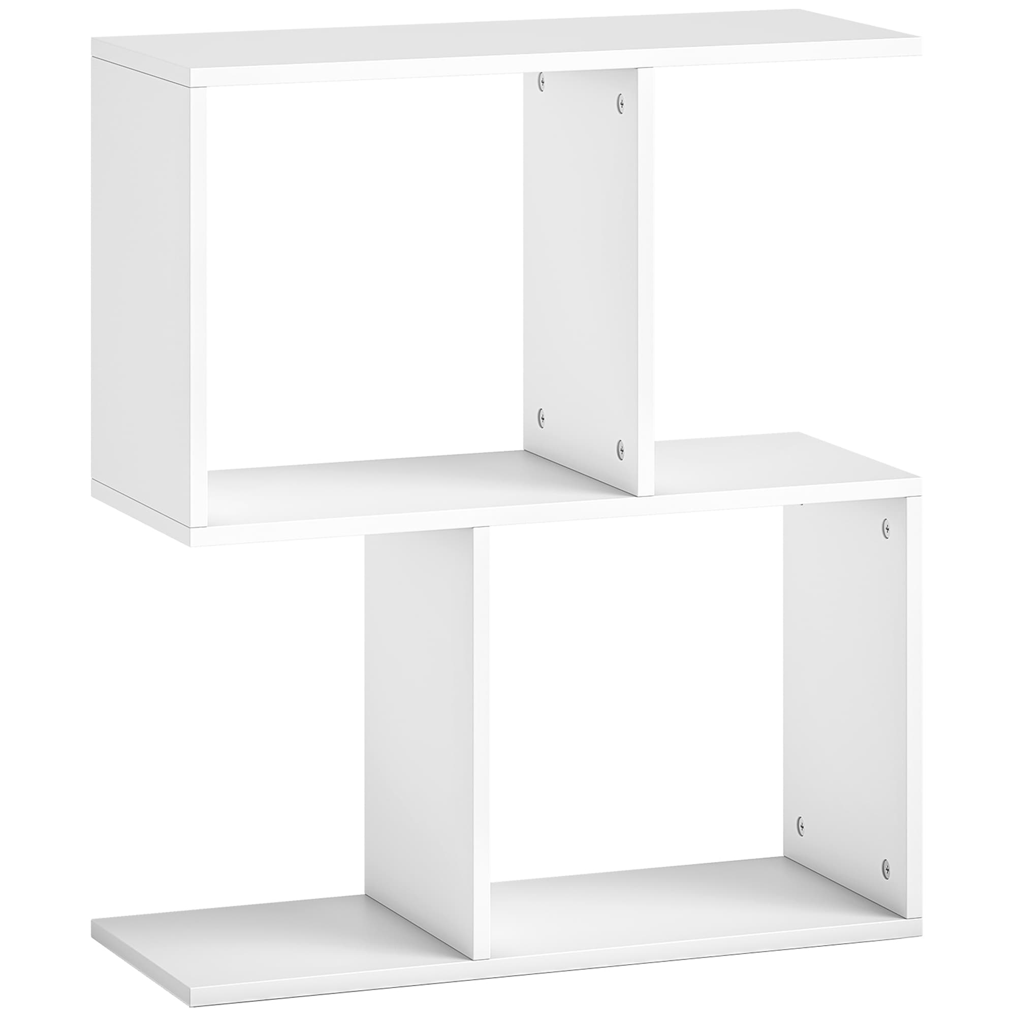 White S-Shaped Side Table with 3 Open Tiers, 50cm Wide - image 6