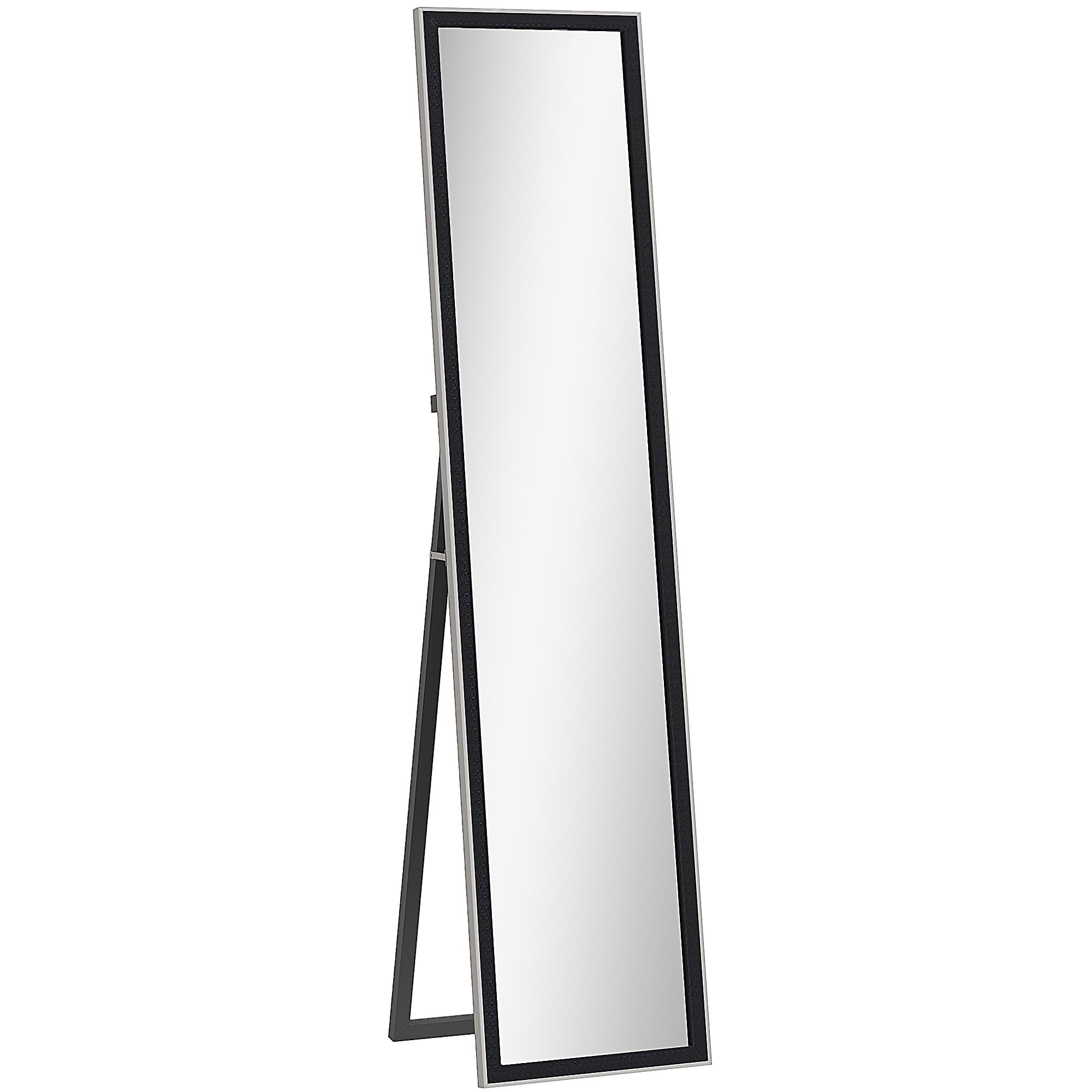Full-Length Standing Mirror With Black Frame – 157cm - Black