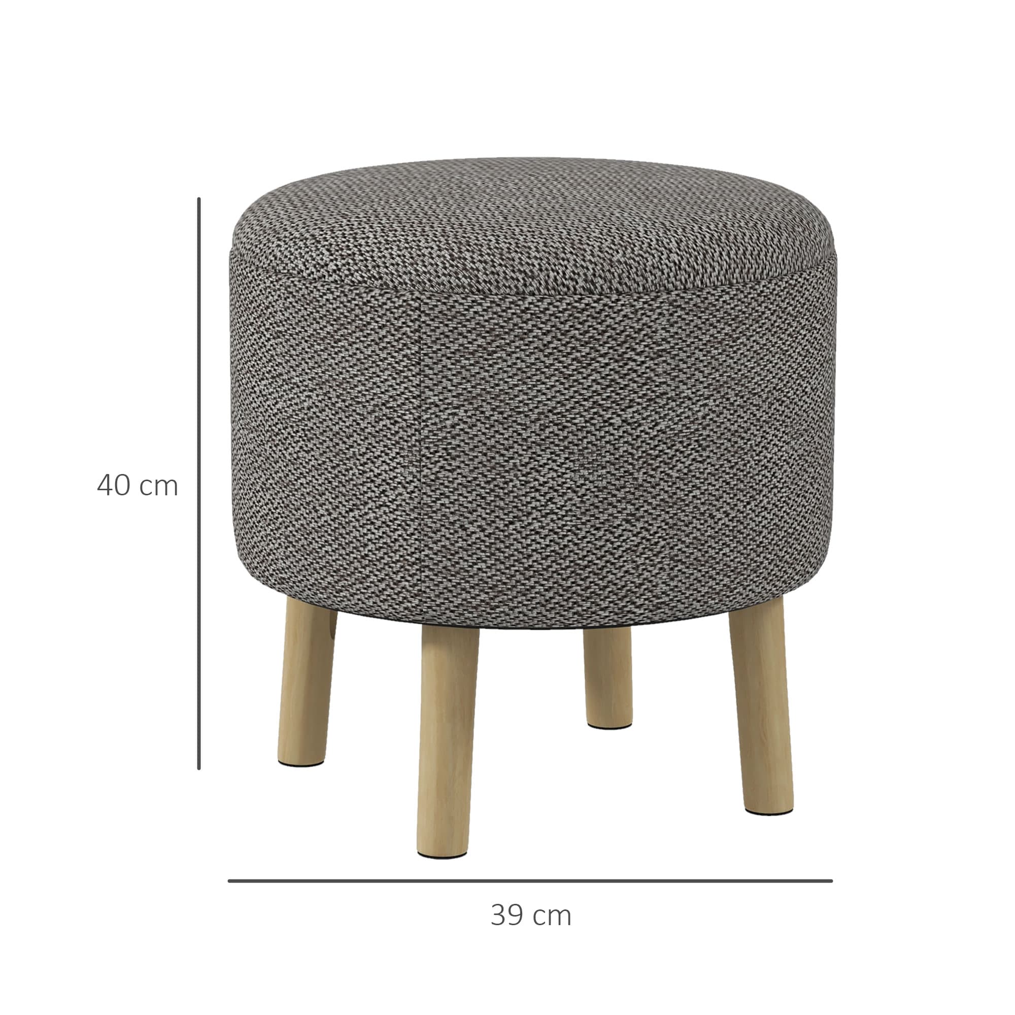 Effortless Storage: Light Grey Round Linen-Look Ottoman - image 3