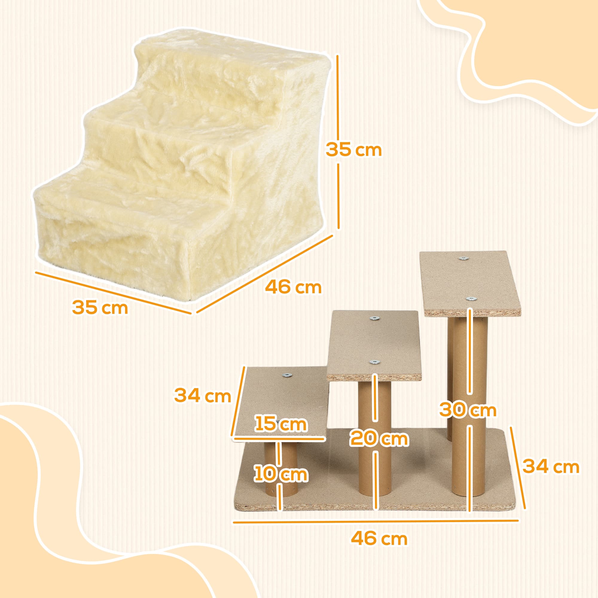 Three-Step Pet Stairs with Plush Cover for Small Dogs and Cats - image 9