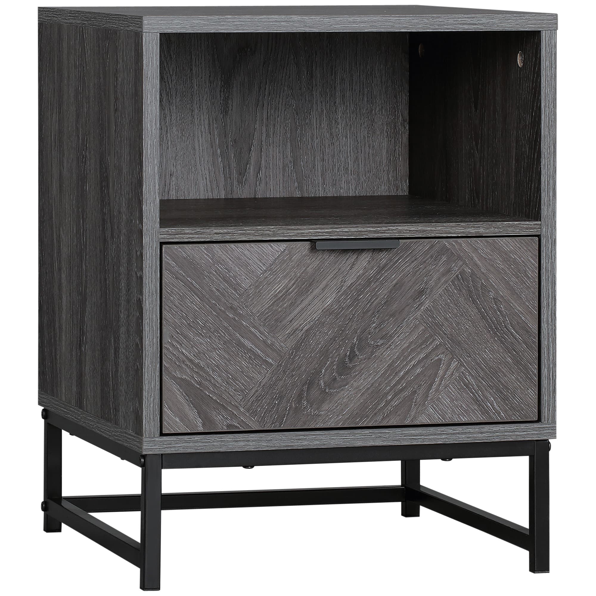 Dark Grey Bedside Table with Practical Storage - image 9