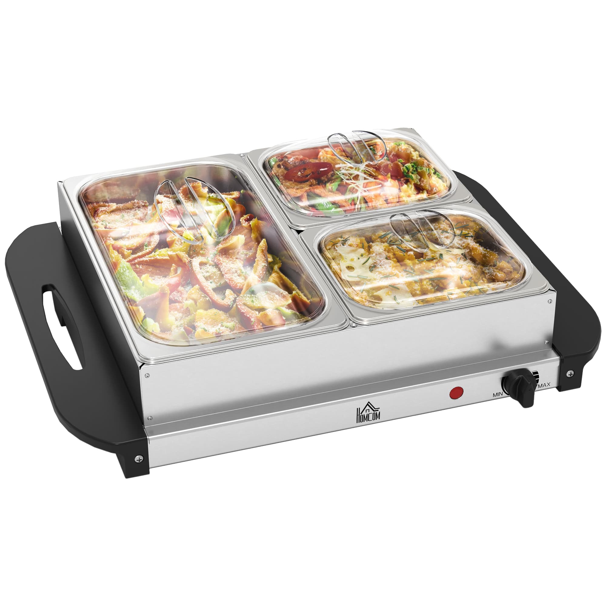 3-Section Electric Food Warmer with Clear Lids and Temperature Control - image 6