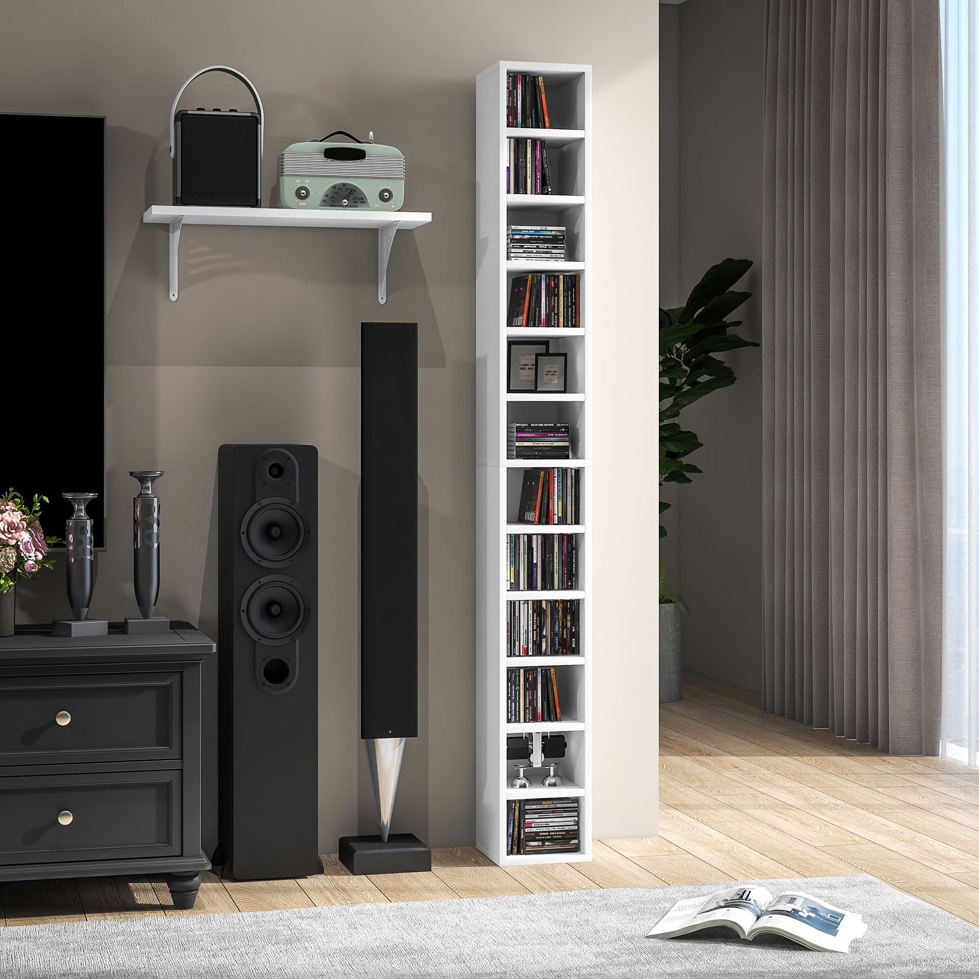 White Tall CD Tower — 204-Disc 12-Tier Media Storage - image 3