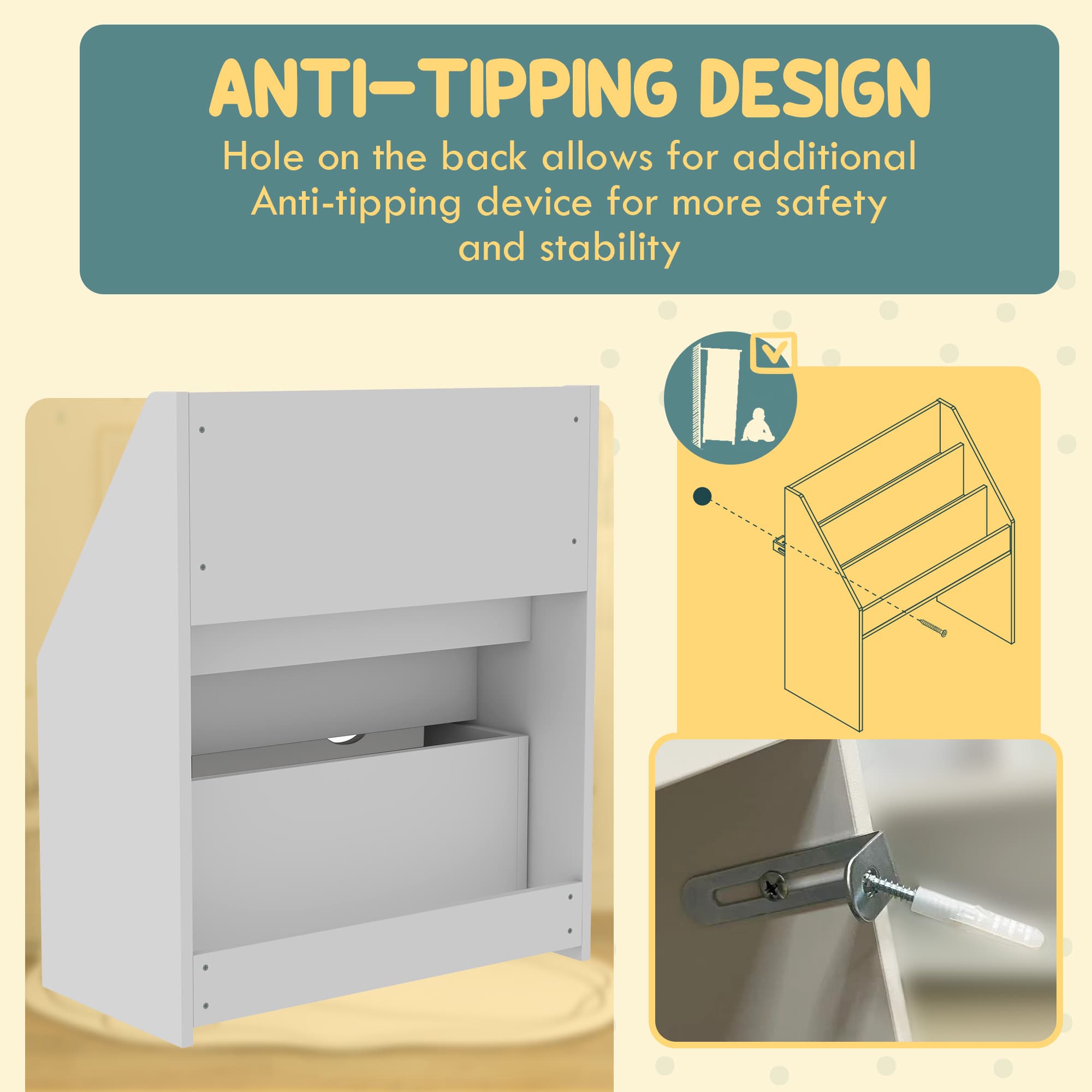 Effortless Storage: White Kids Bookcase with Drawer - image 3