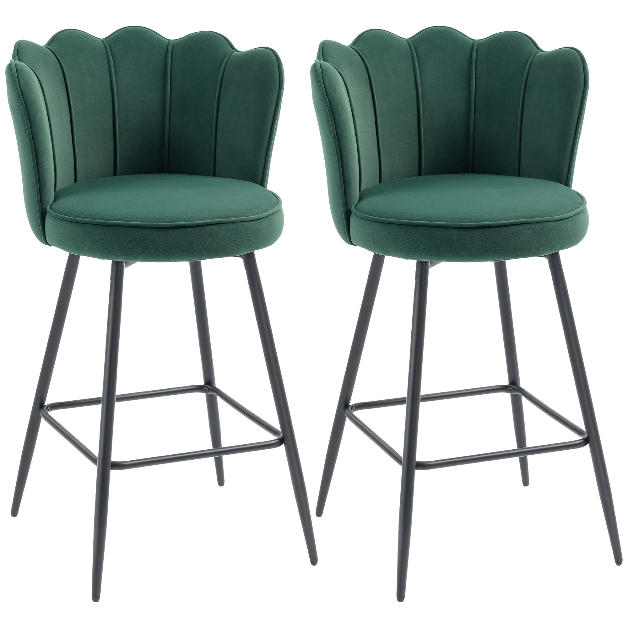 Transform Your Kitchen with Dark Green Velvet Lotus Bar Stools - Dark Green