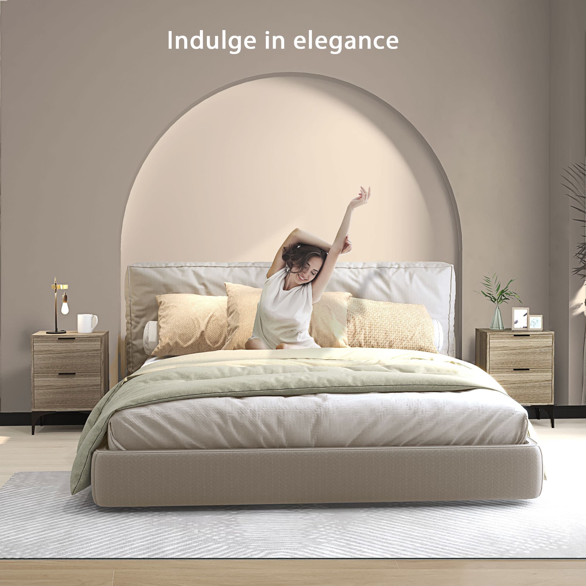 Pair of Matching Bedside Tables in Wood Effect With Steel Legs - image 1