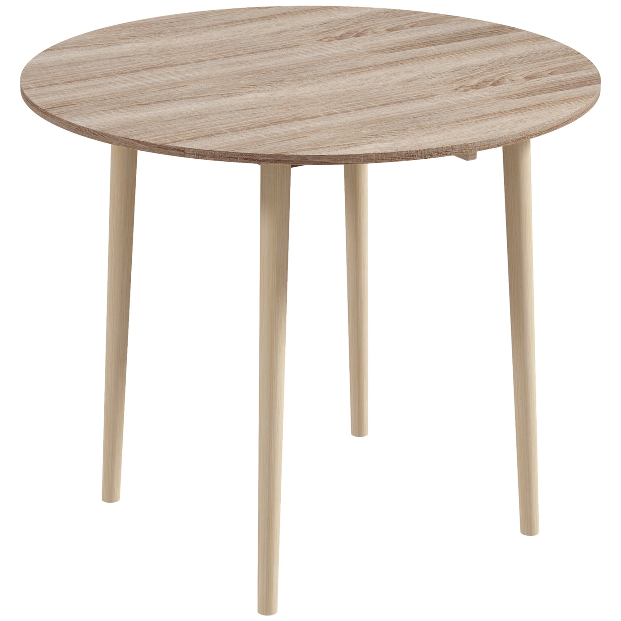 Round Drop Leaf Dining Table for 4, Natural Finish - Natural wood finish
