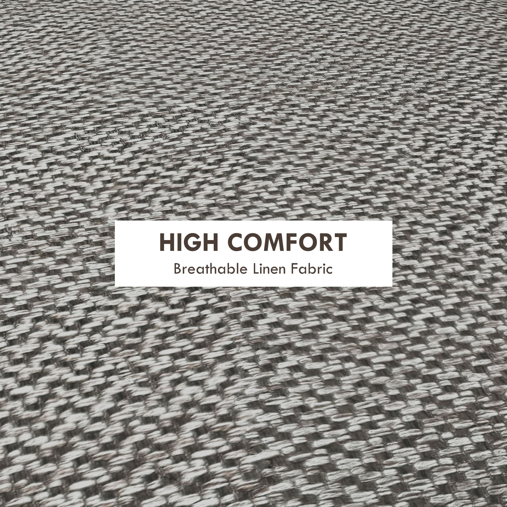 Effortless Storage: Light Grey Round Linen-Look Ottoman - image 4