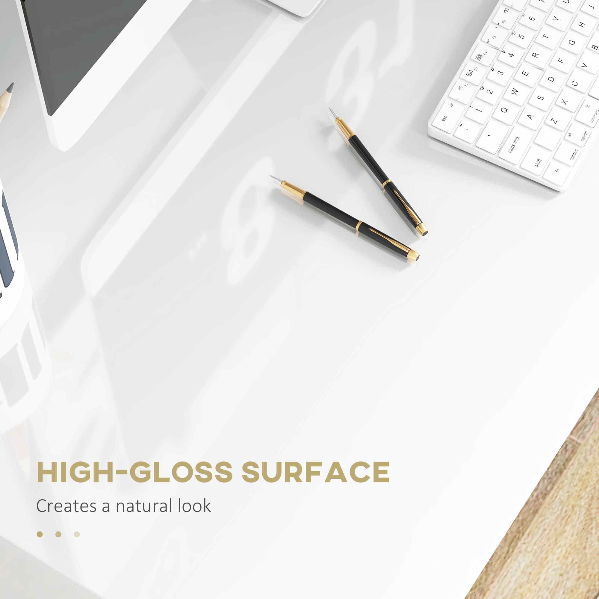 Transform Your Space with this Compact High Gloss White Desk - image 4