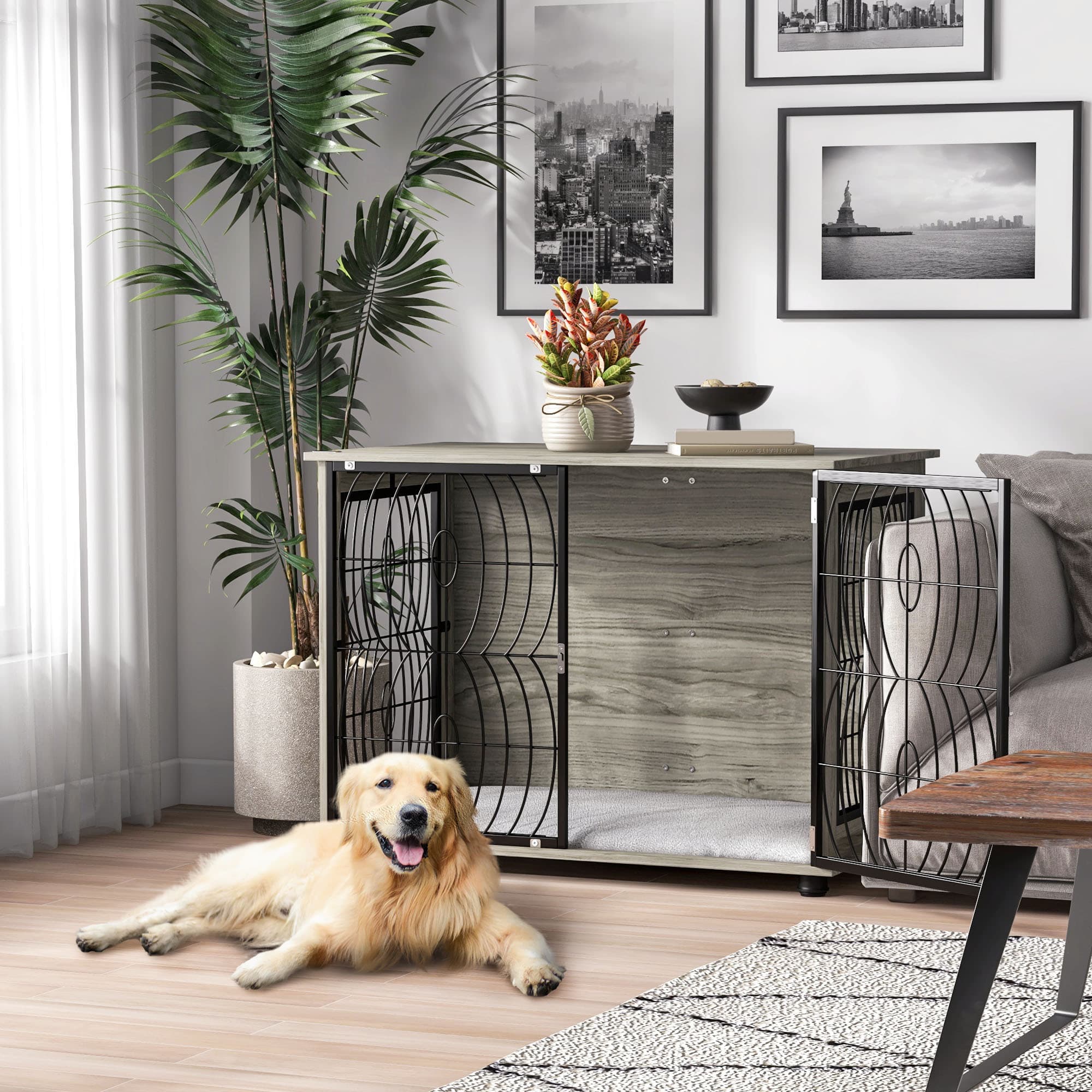 PawHut Dog Crate End Table with Washable Cushion - image 3