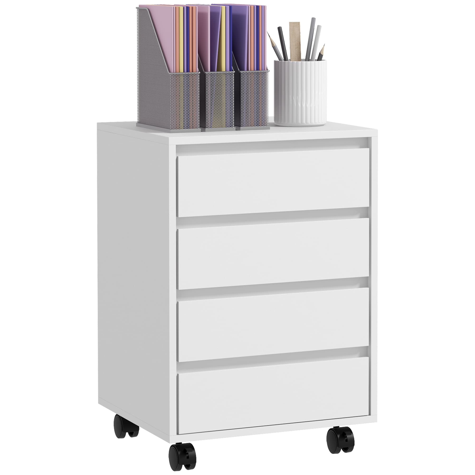 Transform Your Workspace with this 4-Drawer Mobile Cabinet - White
