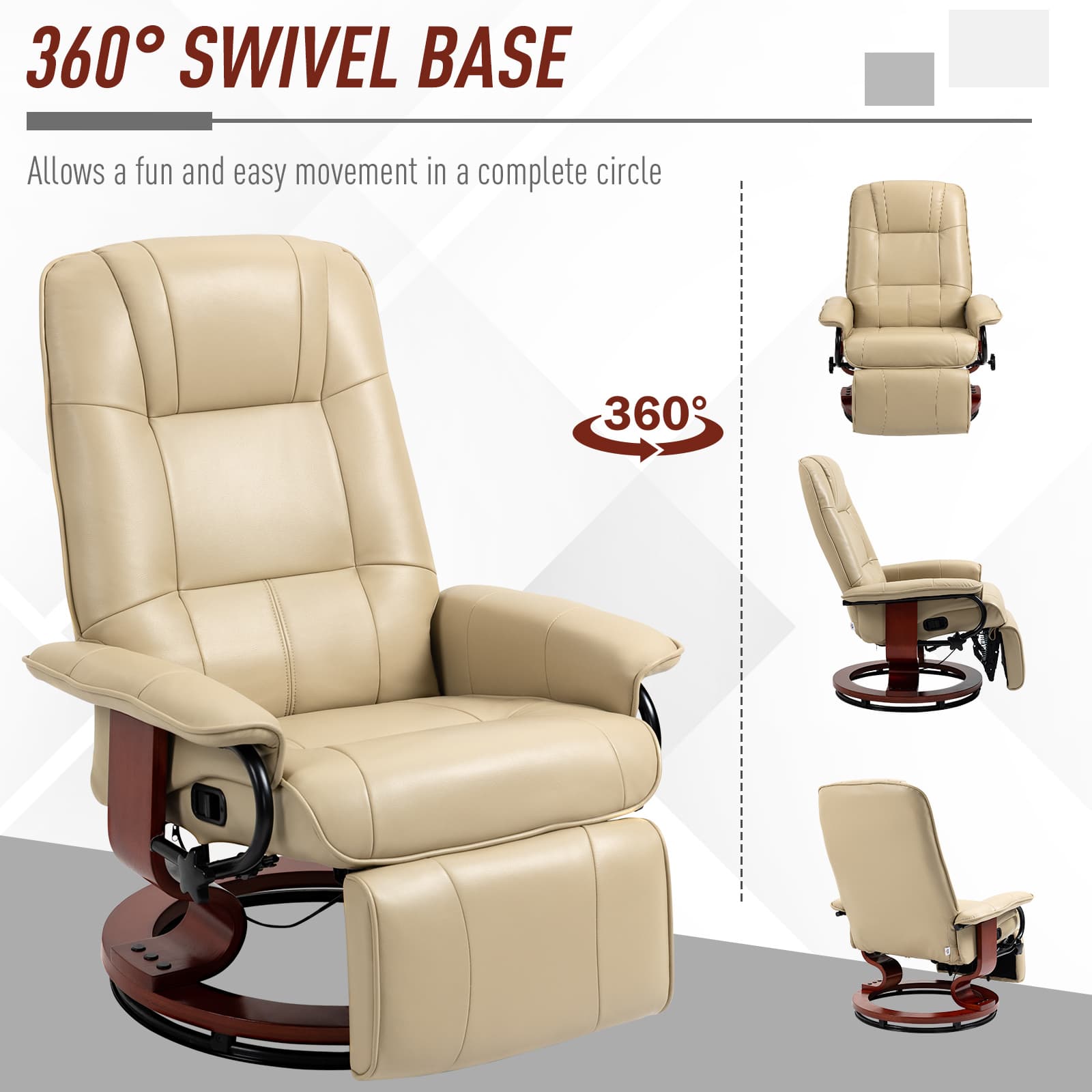 Transform Your Evenings with this Cream Reclining Swivel Chair - image 2