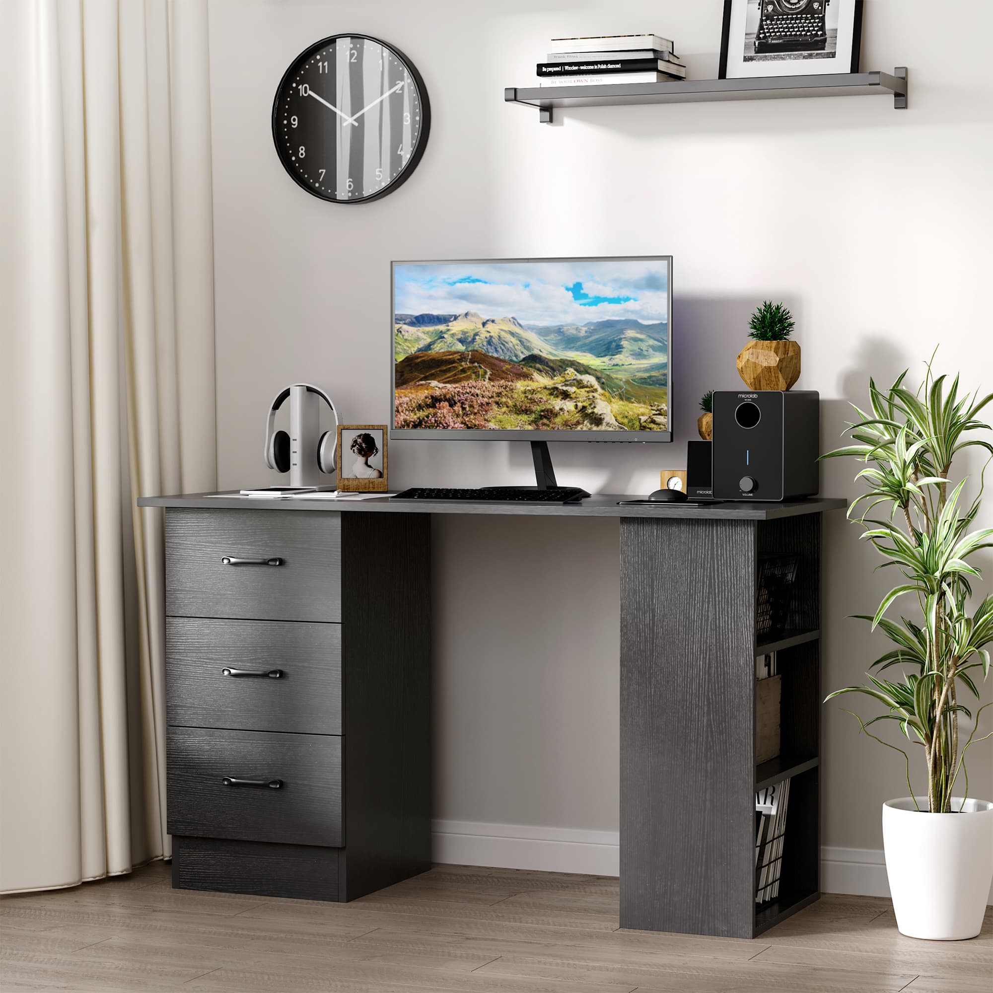 Transform Your Workspace with this Modern Black Computer Desk - image 4