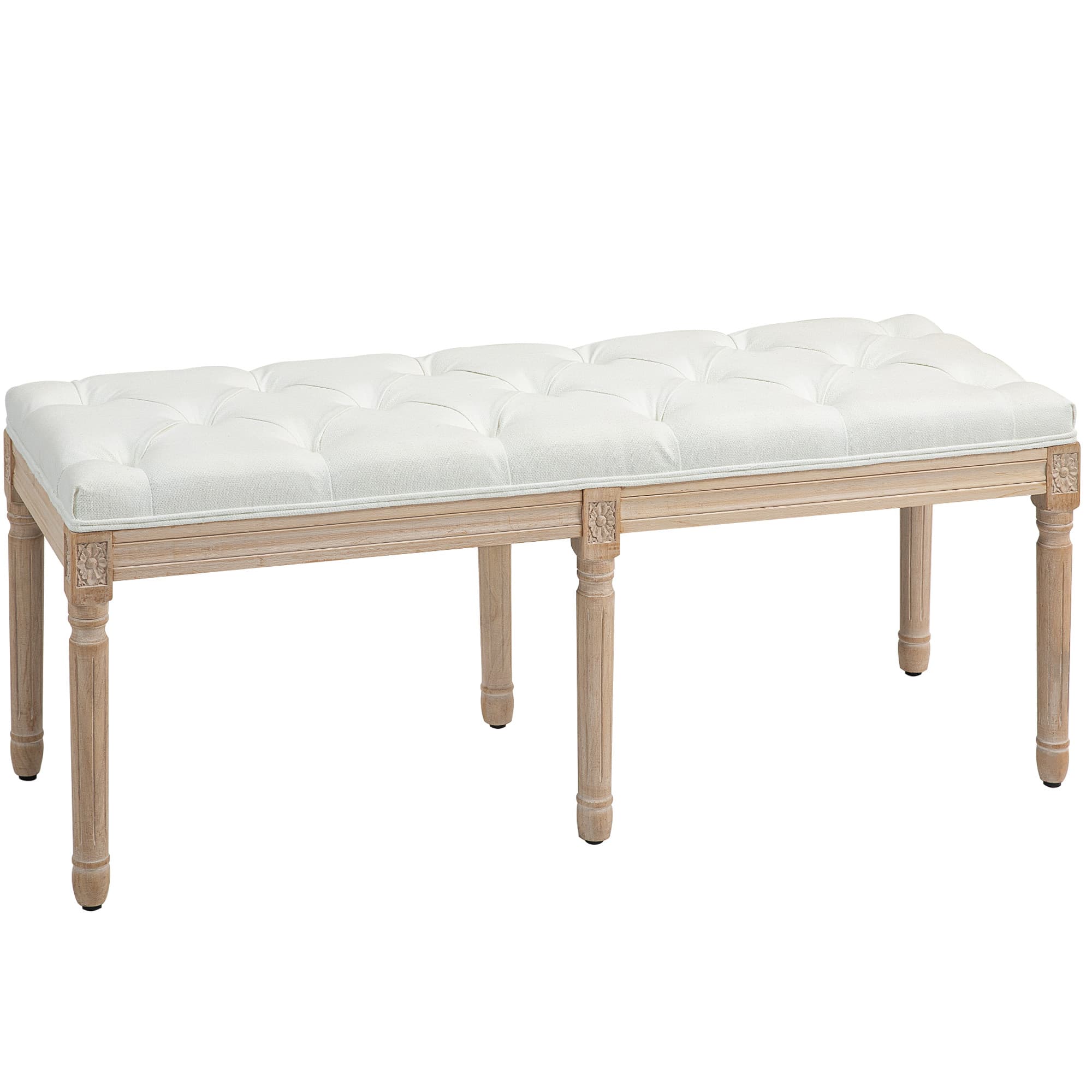 Transform Your Space with this Vintage French Cream Bench - Cream White