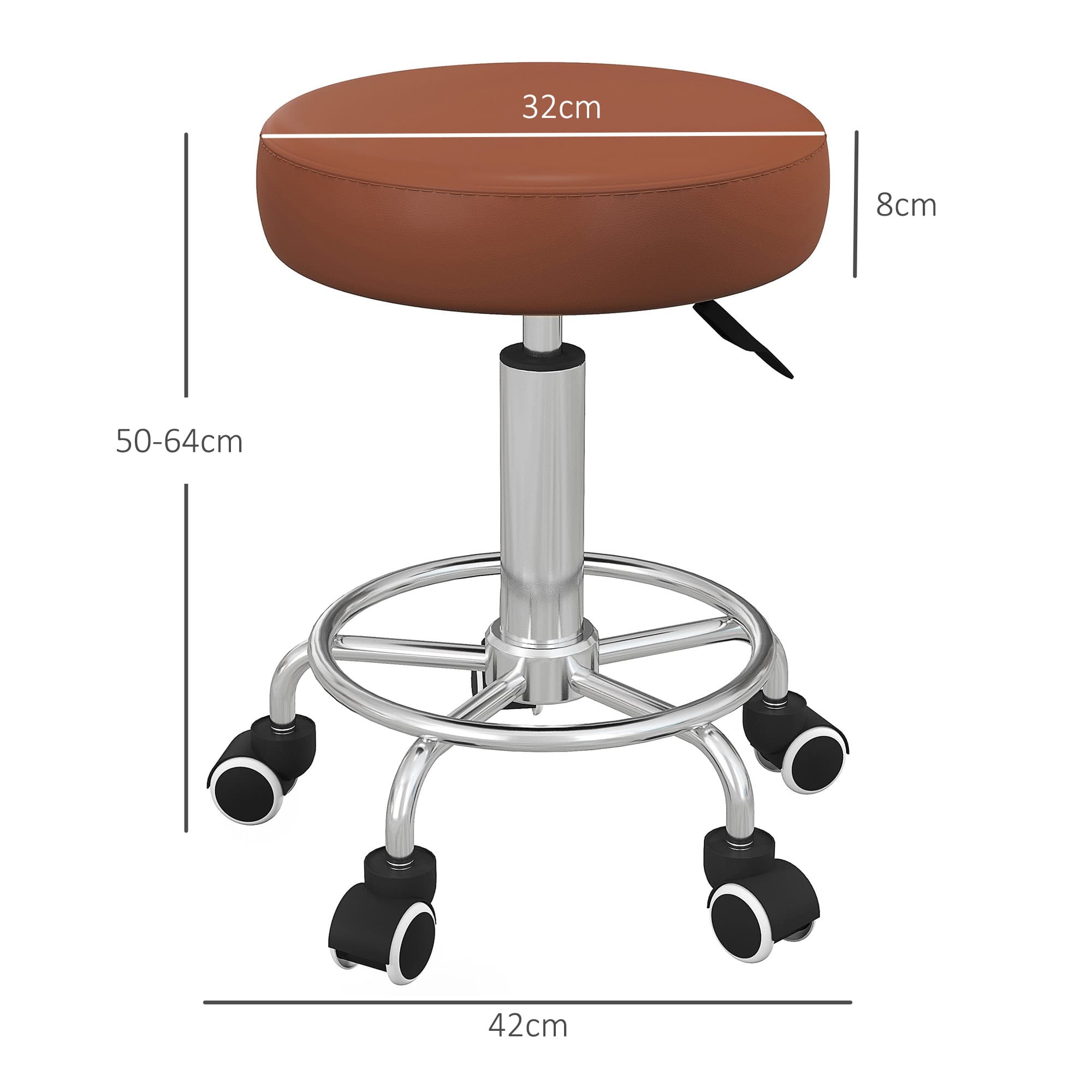 Rolling Height-Adjustable Stool for Salon, Spa or Home Use - image 5