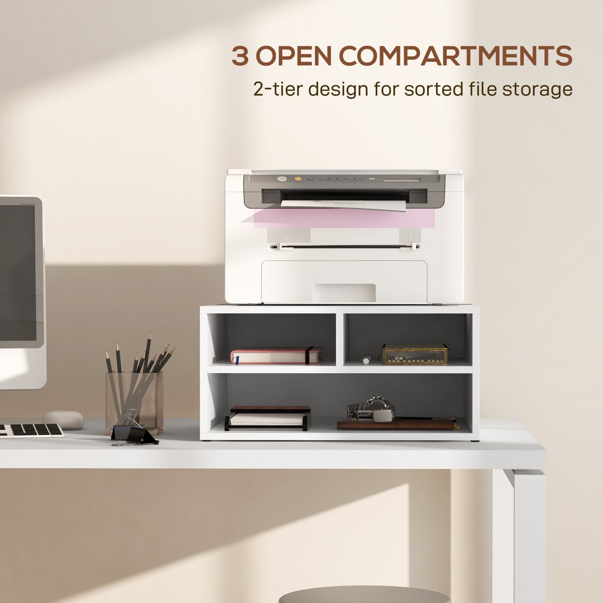 White Printer Storage Cabinet for Office Organisation - image 10
