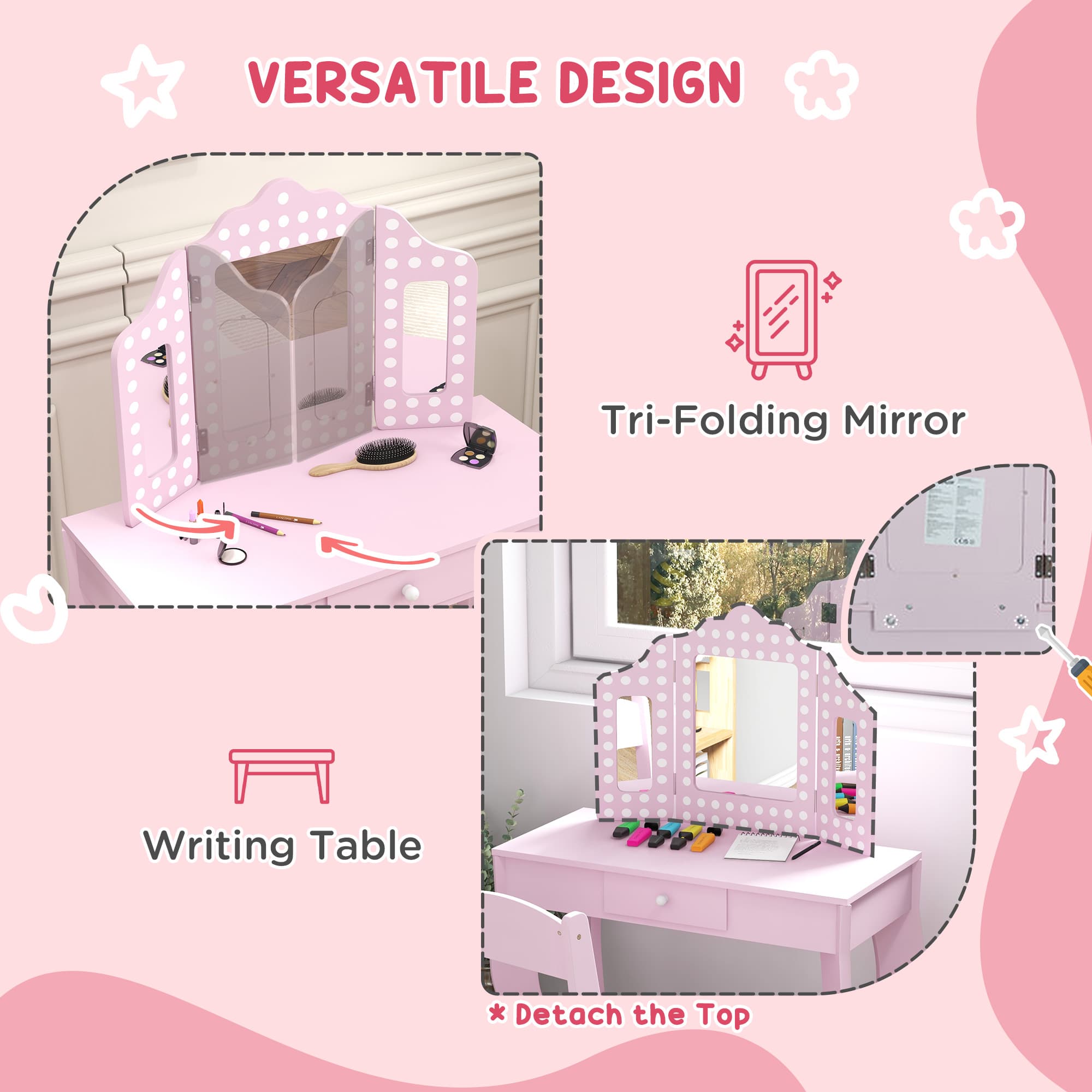 Transform Their Playroom with this Pink Kids Dressing Table - image 2