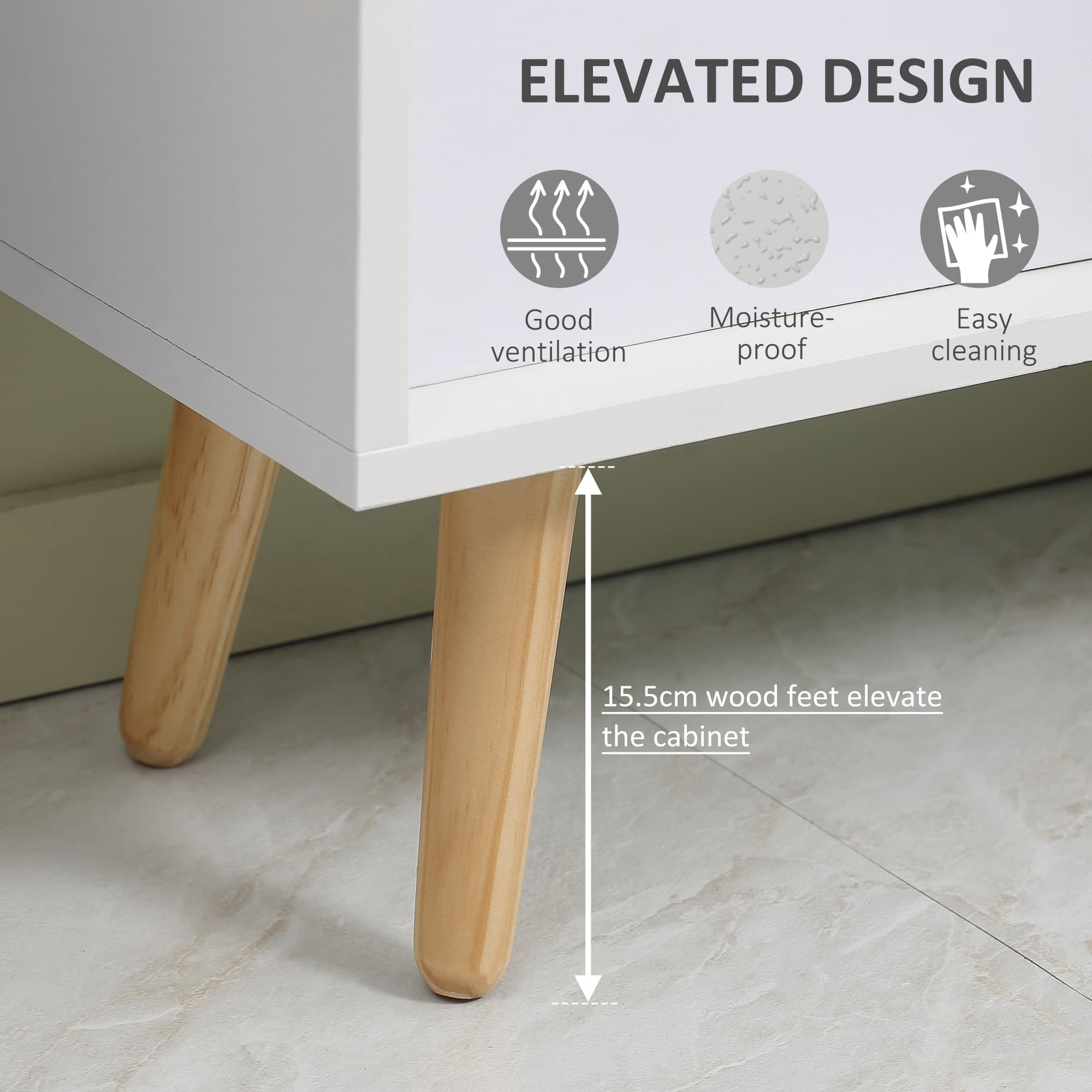 White 6-Cube Unit with 3 Fabric Drawers and Scandi-Style Legs - image 3