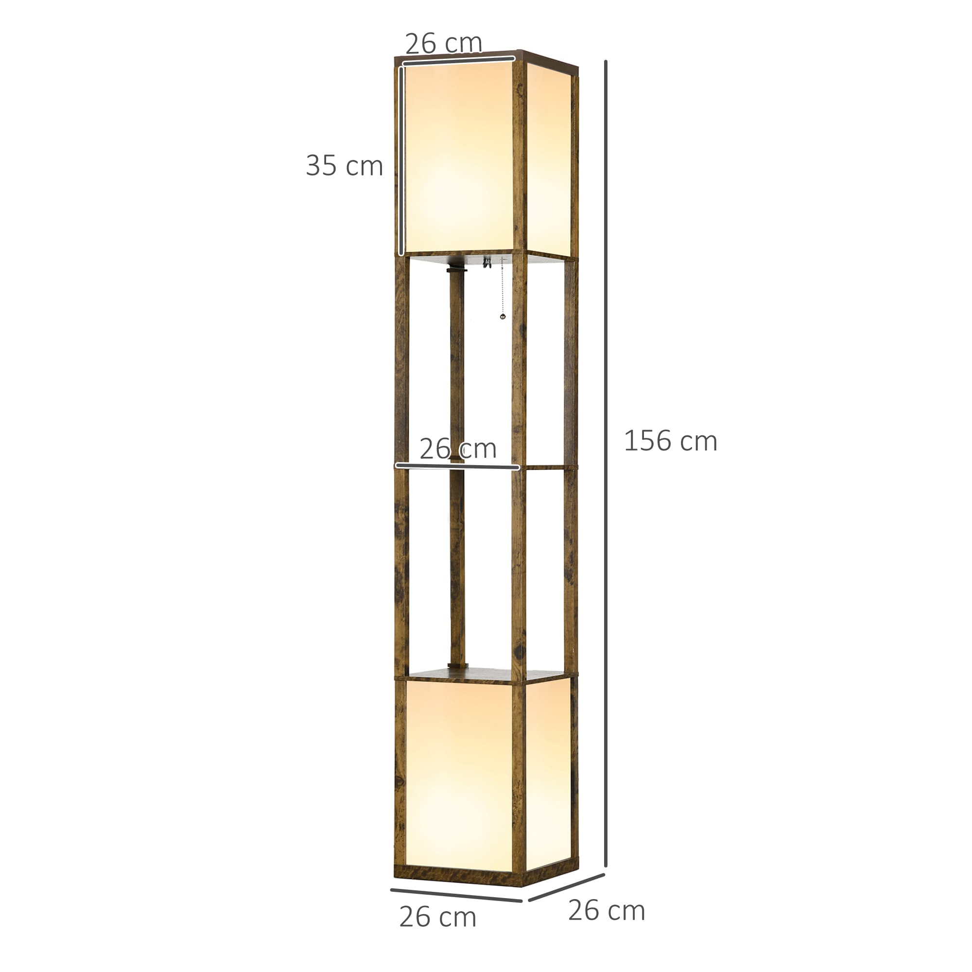 Shelf Floor Lamp with Top and Bottom Lighting, Brown - image 2