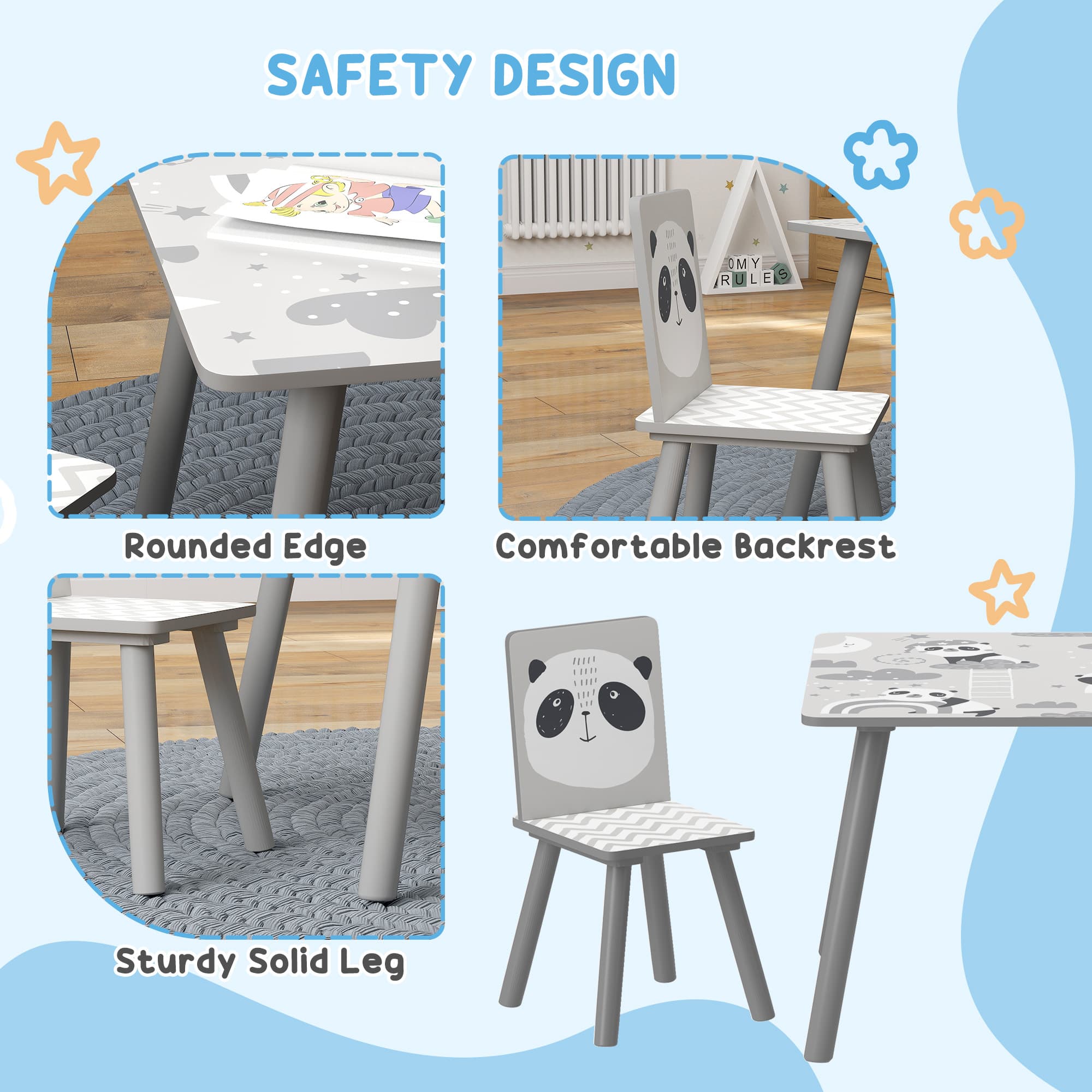 ZONEKIZ Grey Kids Table and Chairs for Effortless Play - image 3